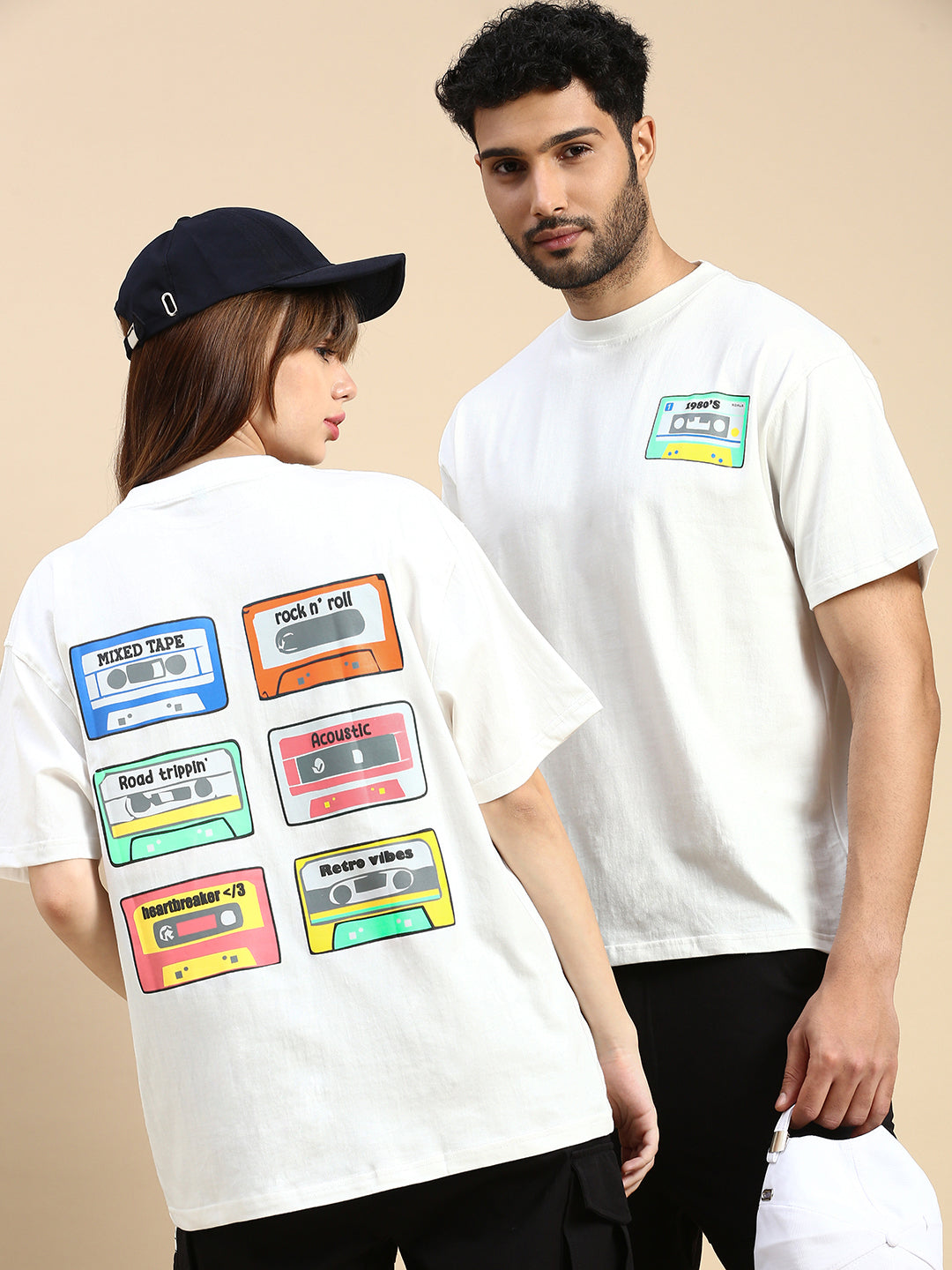 Unisex White Oversized Vintage T-shirt