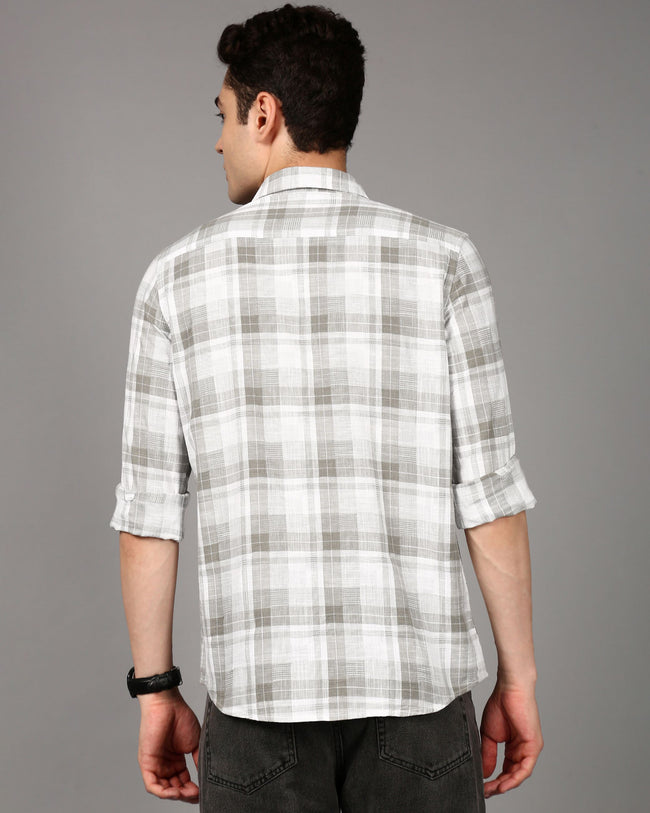 Men Grey Checked Shirt
