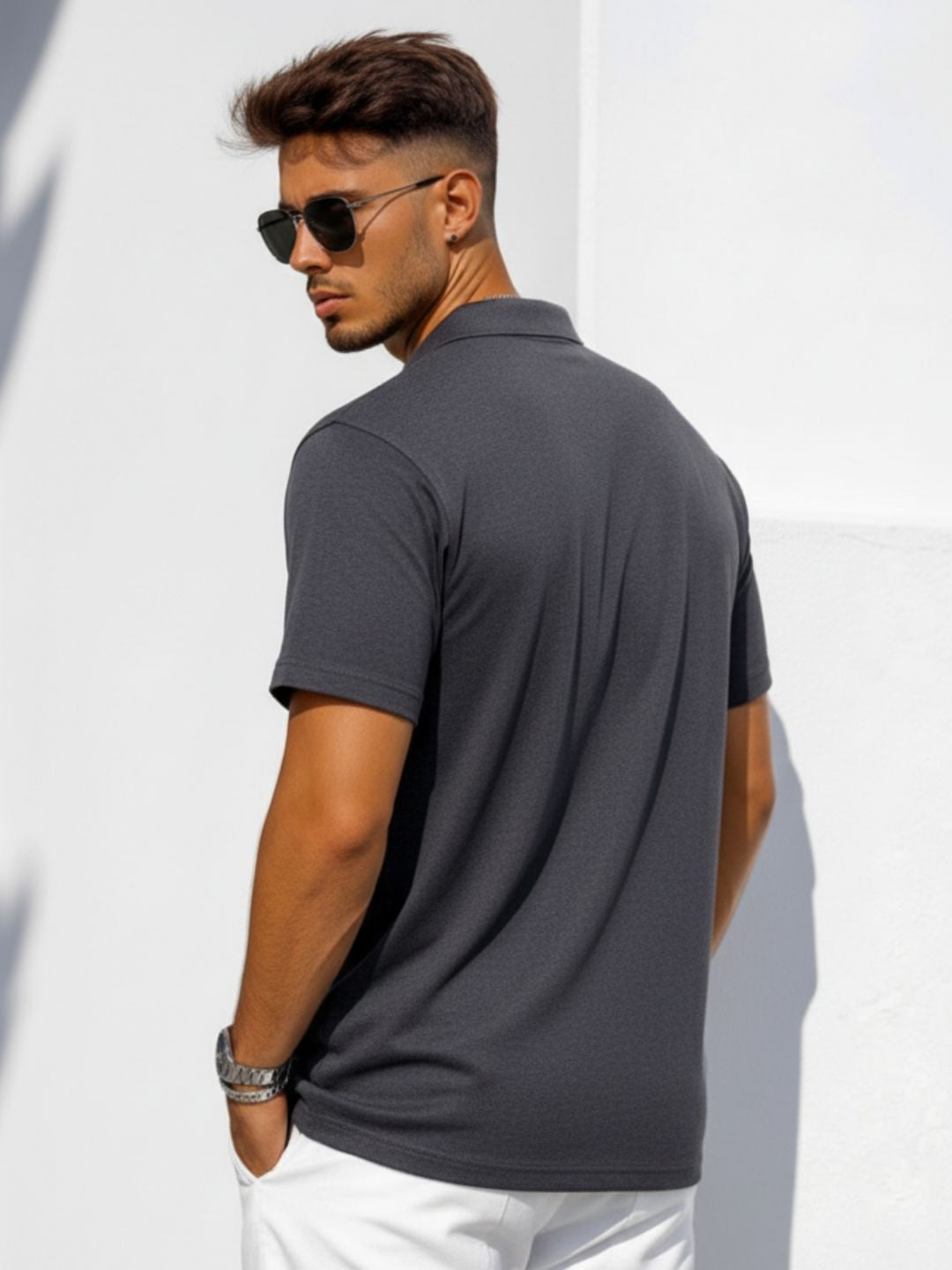 Men Cotton Polo Collar T-Shirt