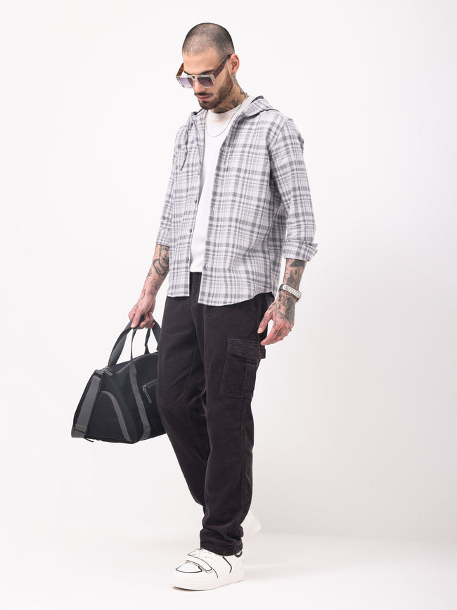 Men Black Corduroy Cargo Pants