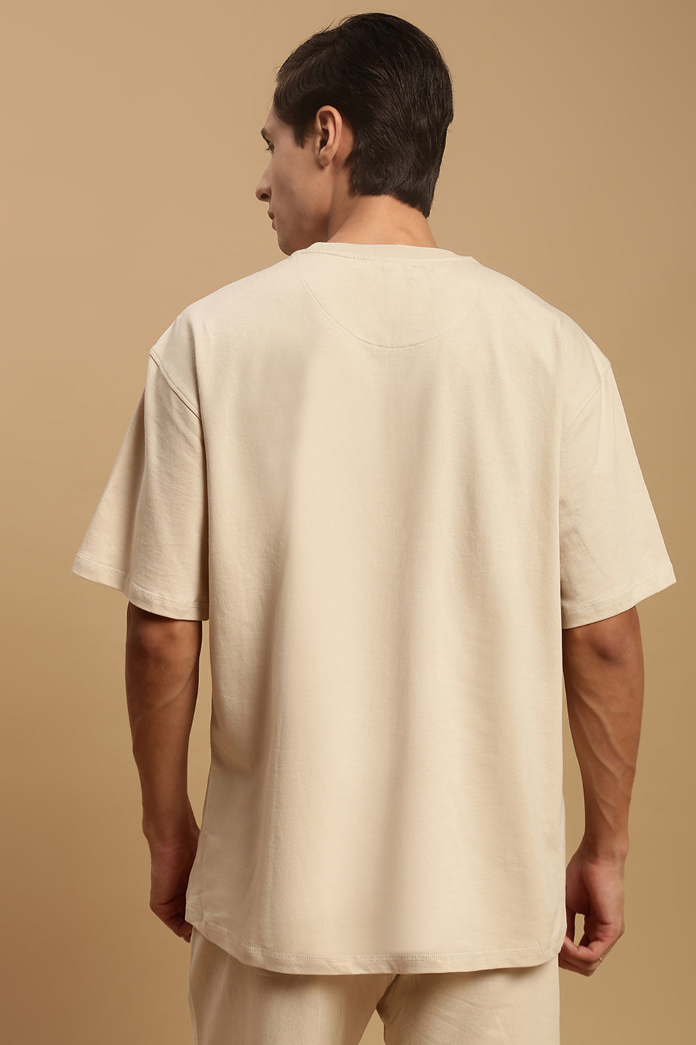 Men Beige Half Sleeve T-Shirt