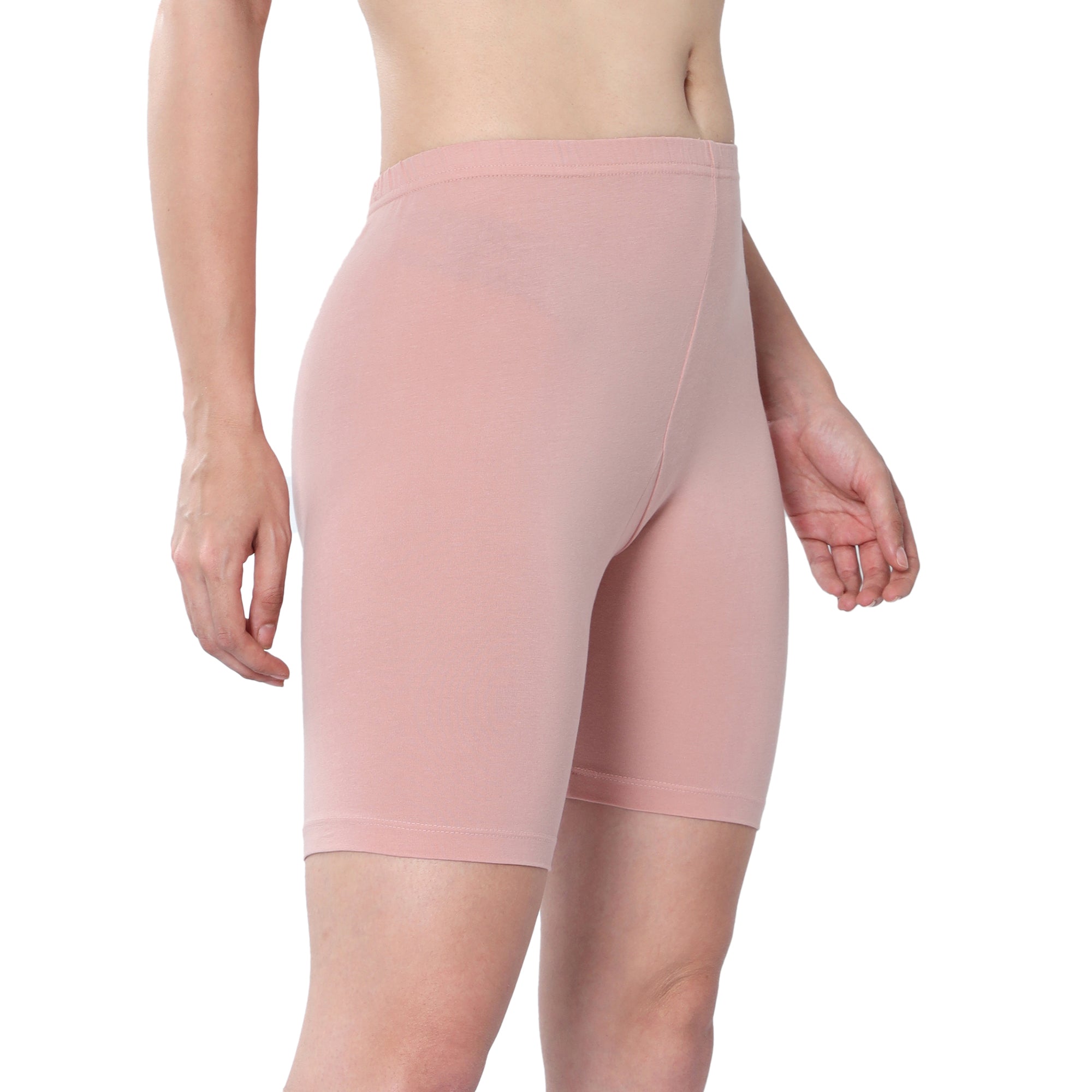 Women Peach Thigh Length Cycling Shorts