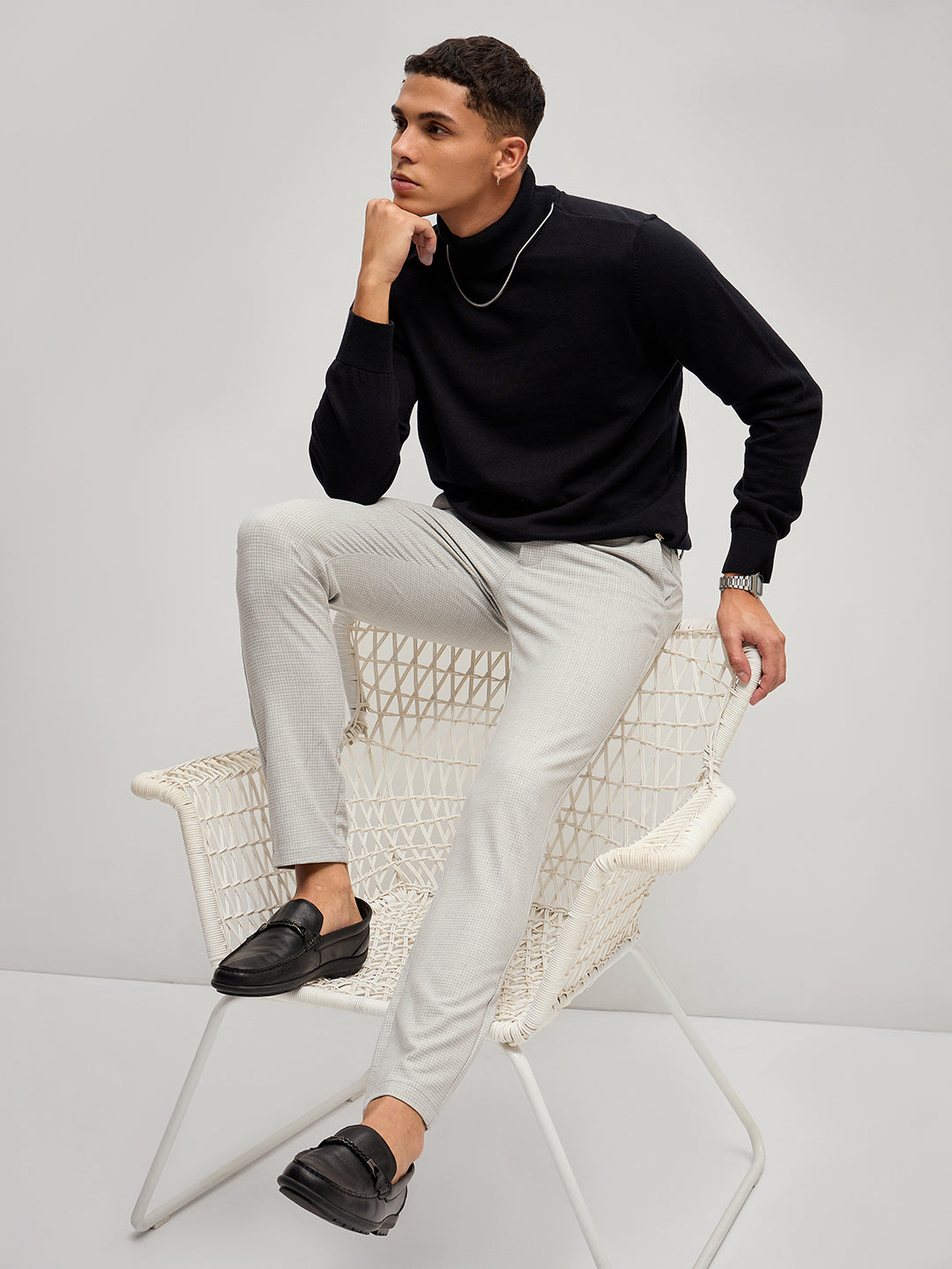 Men Grey 4 Way Stretch Formal Trouser
