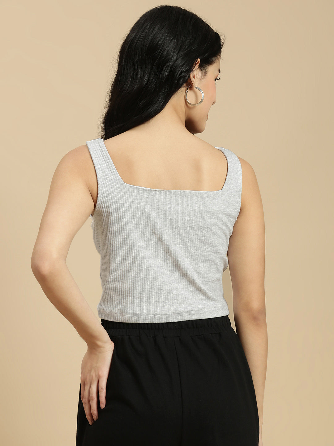 Women White Sleeveless Crop Top