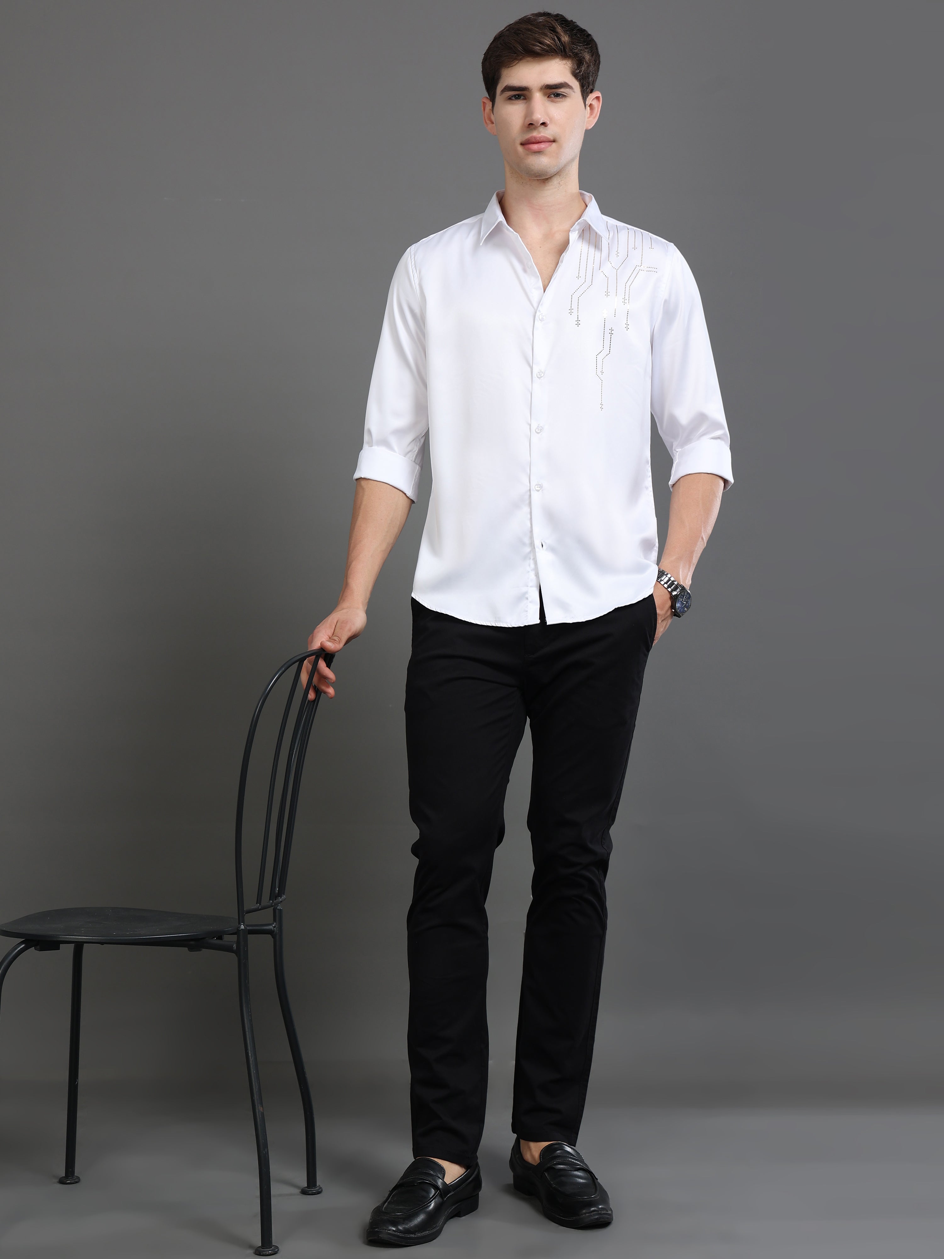 Men White Printed Shirt