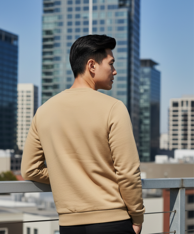 Men Cream Fleece Sweatshirt