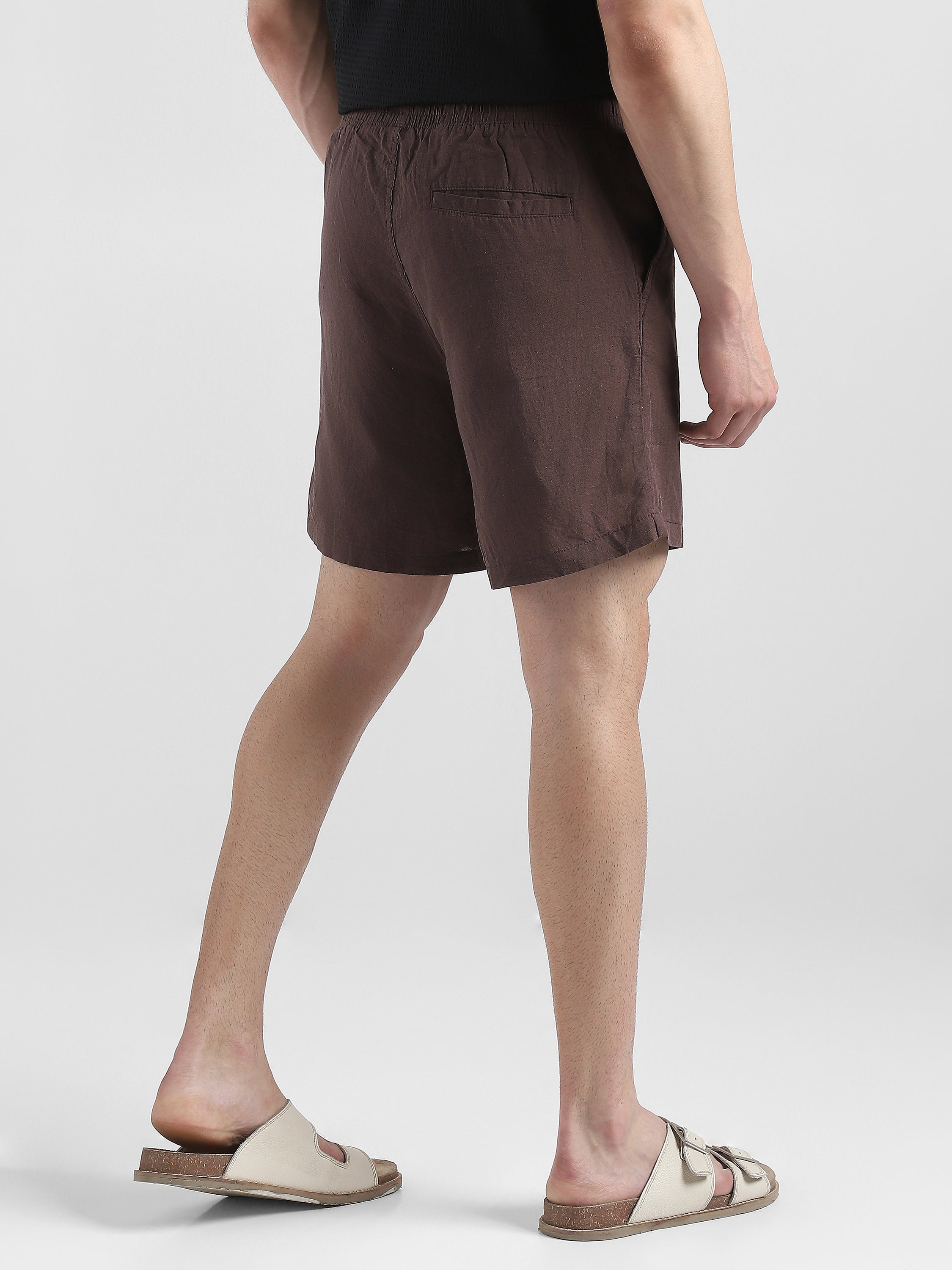 Men Brown Regular Fit Cotton Blend Shorts