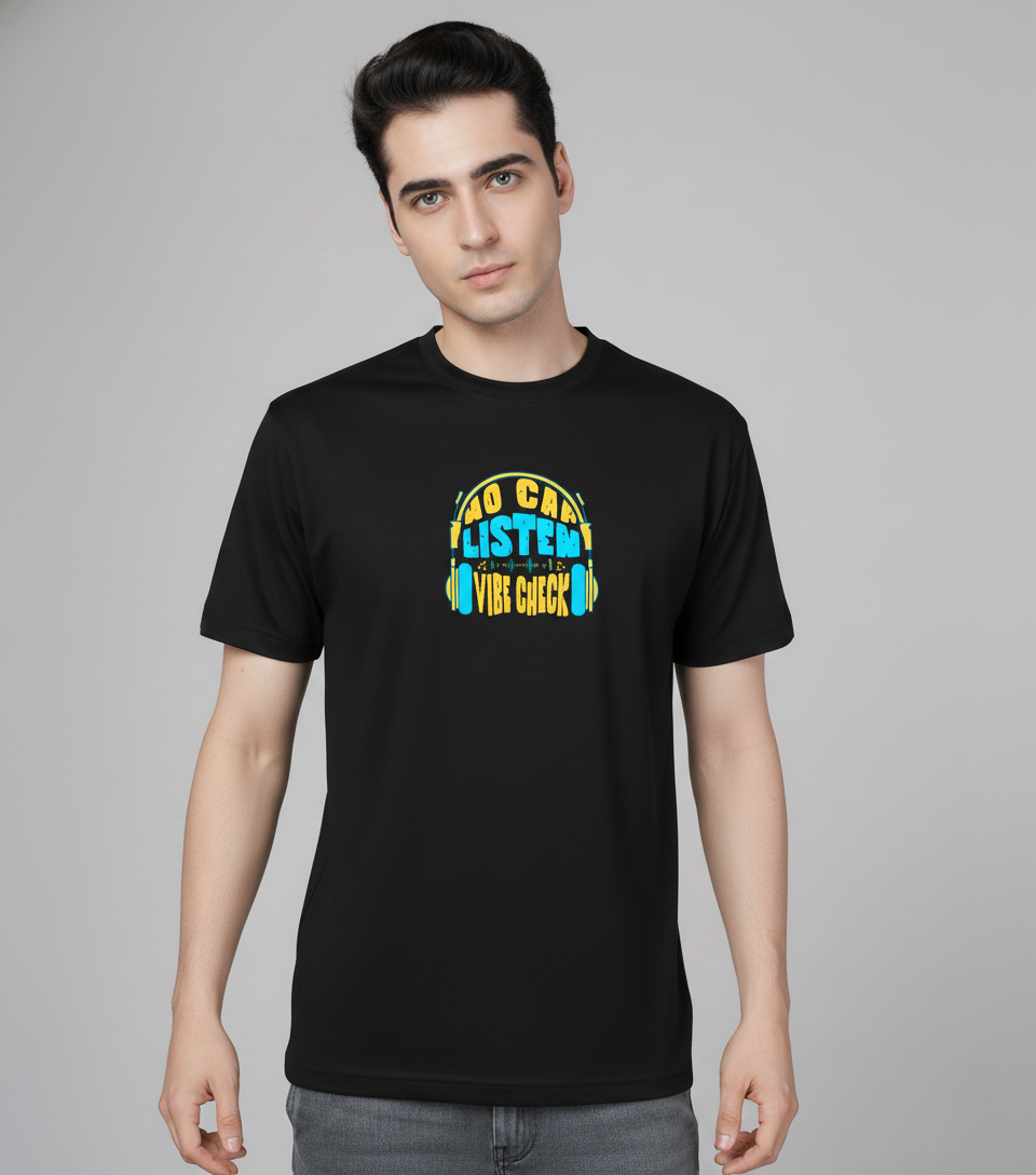 Men Cotton Black Printed Tshirt