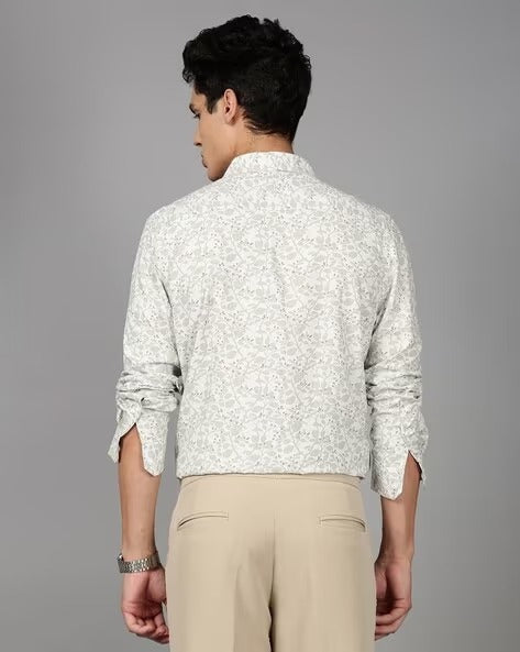 Men Green Floral Print Shirt
