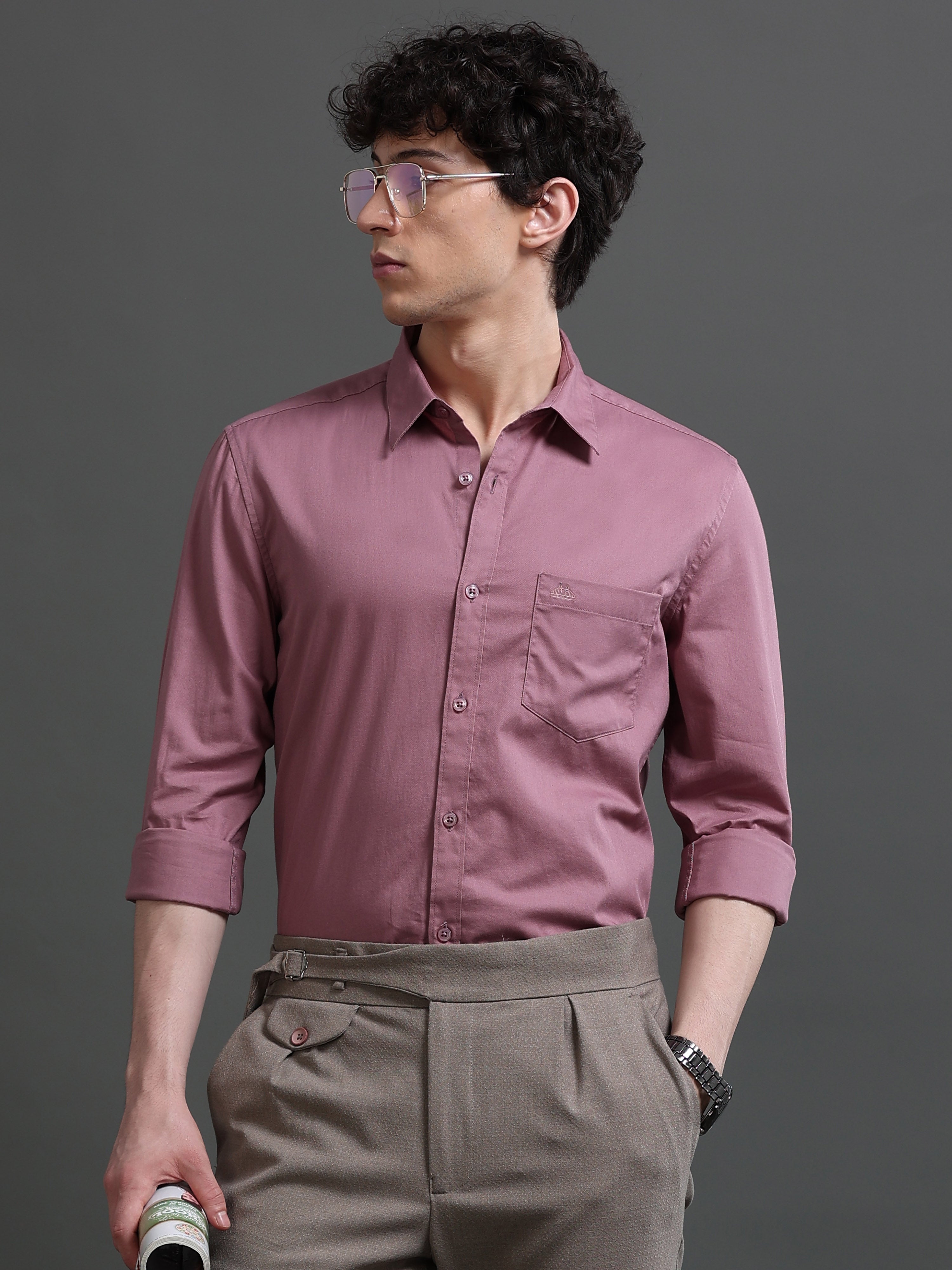 Men Mauve Solid Shirt