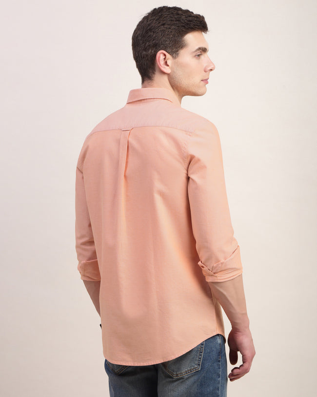 Men Orange Oxford Shirt