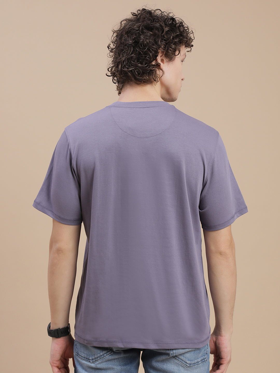 Men Blue Crew Neck T-Shirt