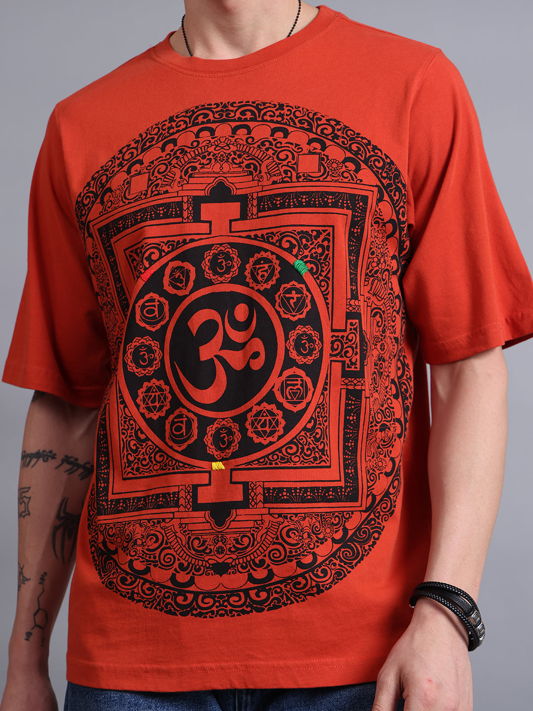 Men Rust Cotton Oversized T-Shirt