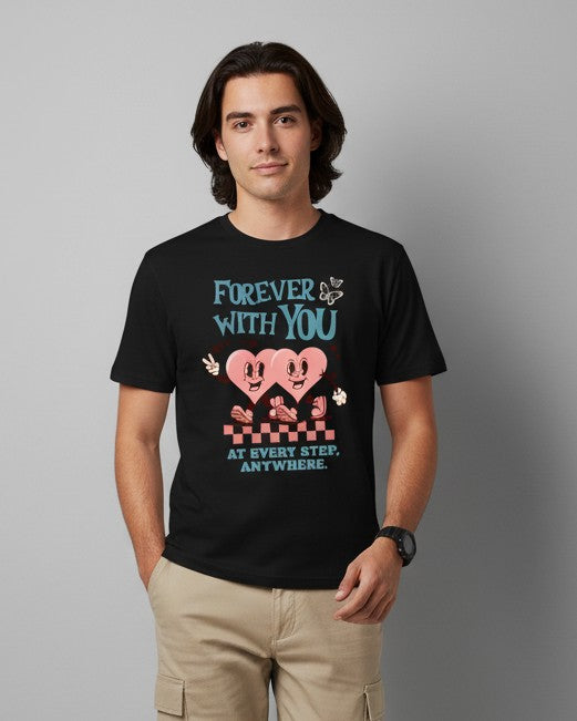 Men Printed Black Cotton Tshirt