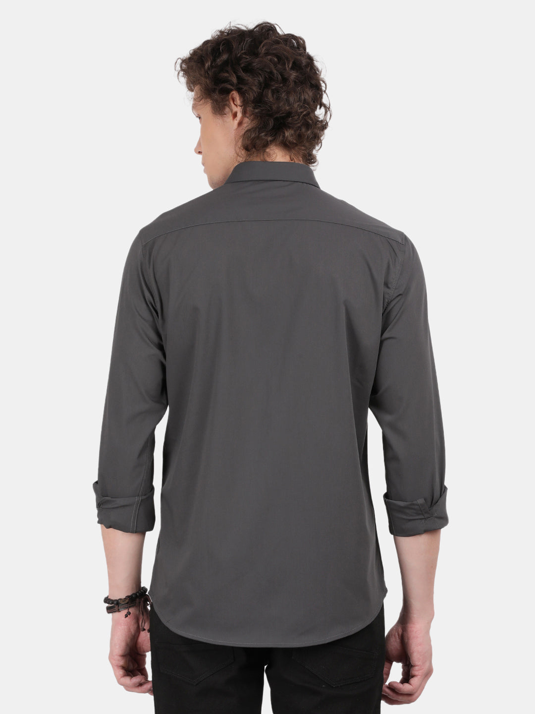 Men Green Slim Fit Spread Collar Full Sleeve Casual Shirt