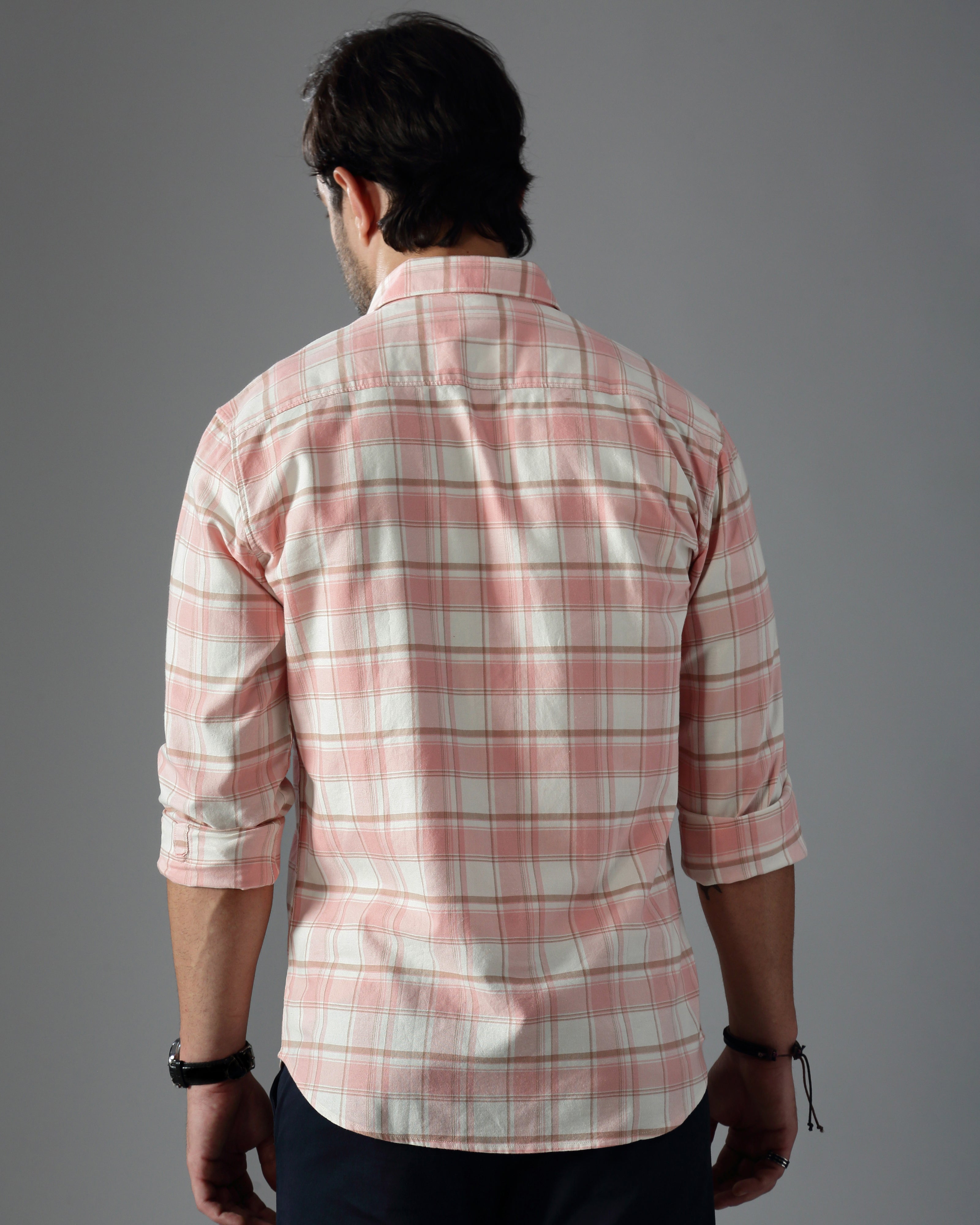 Men Orange Cotton Slim Shirt