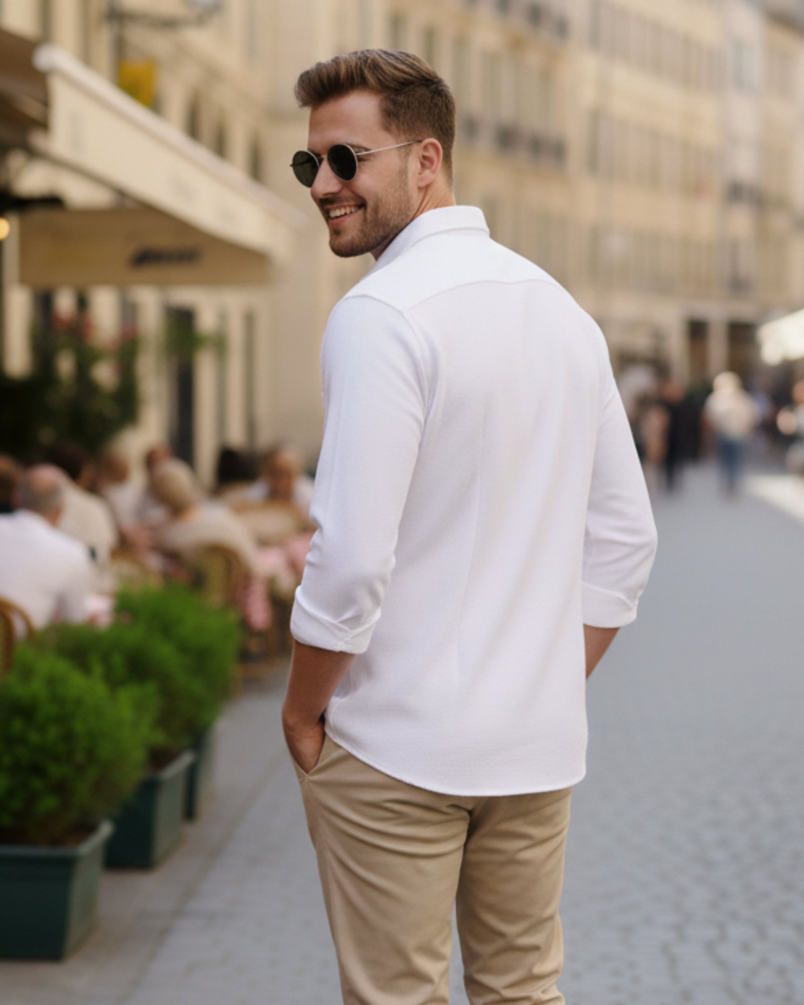 Men White Oversized Corduroy Shirt