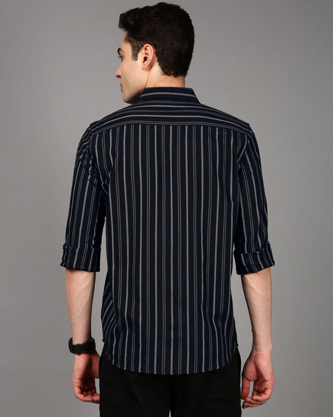 Men Black Striped Shirt