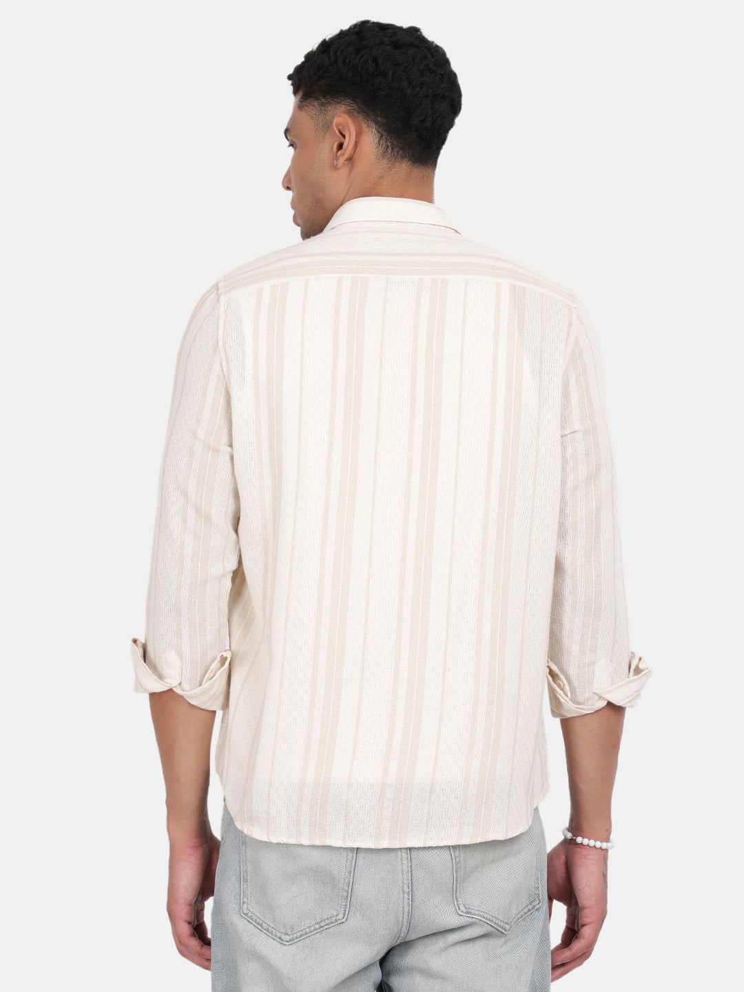Men Light pink Slim Fit Spread Collar Full Sleeve Casual Shirt