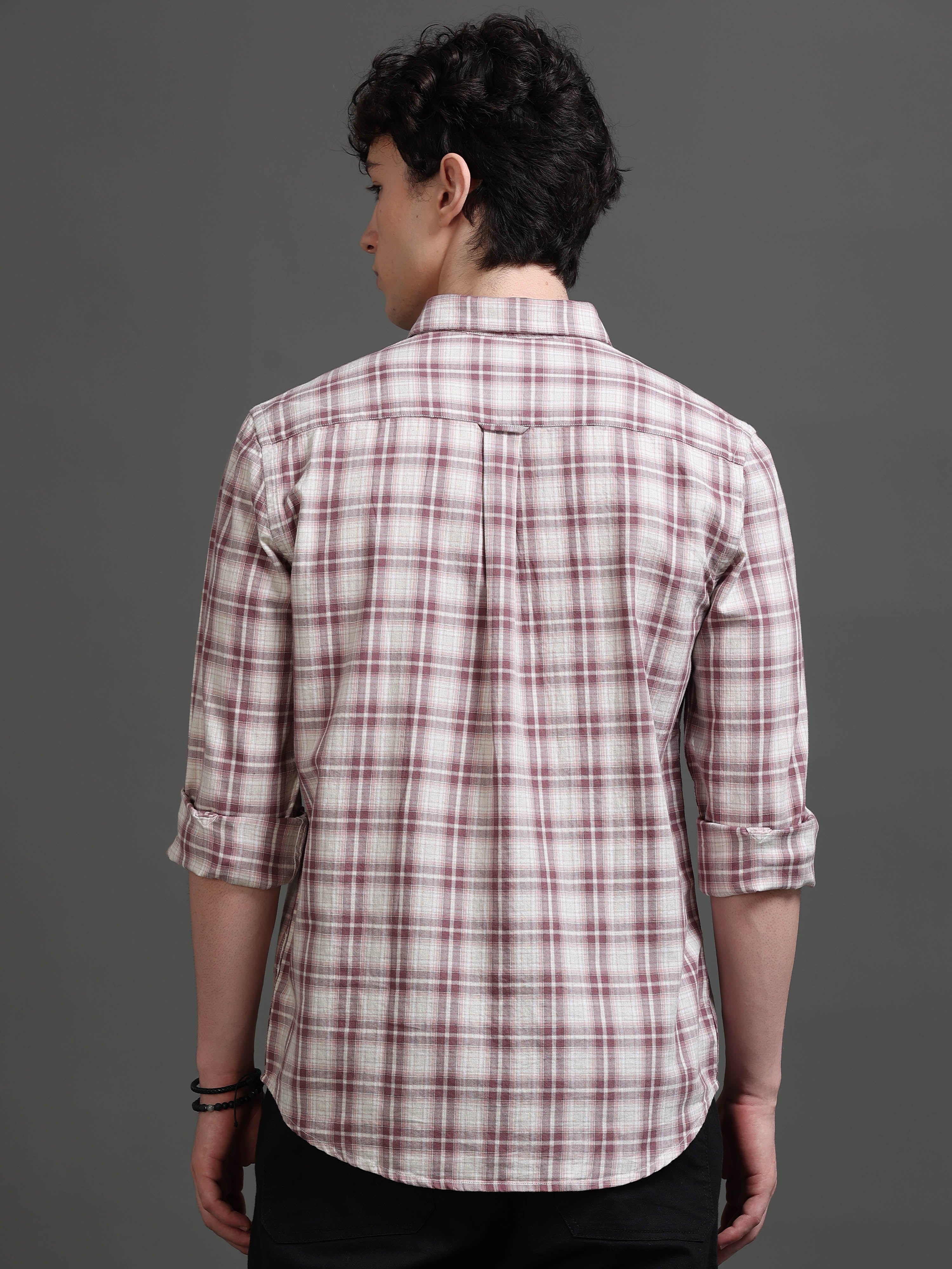 Men Mauve Checked Shirt