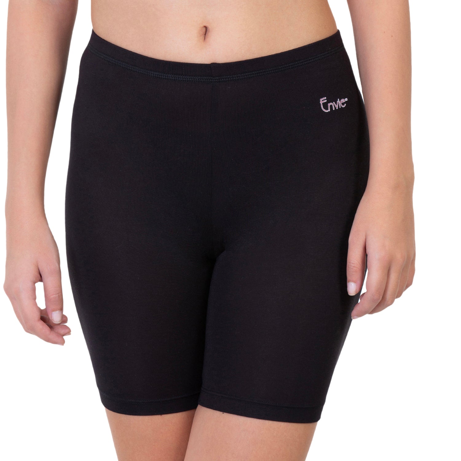 Women Black Thigh Length Cycling Shorts