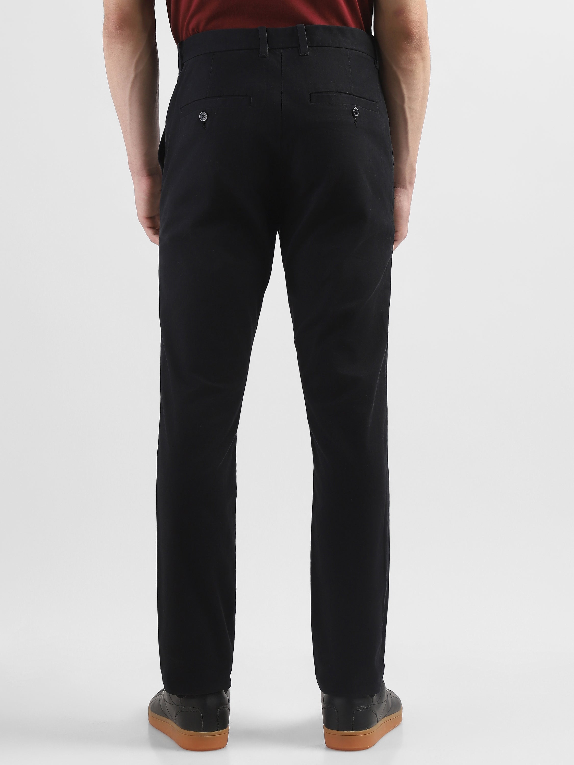 Men Black Mid Rise Formal Trousers