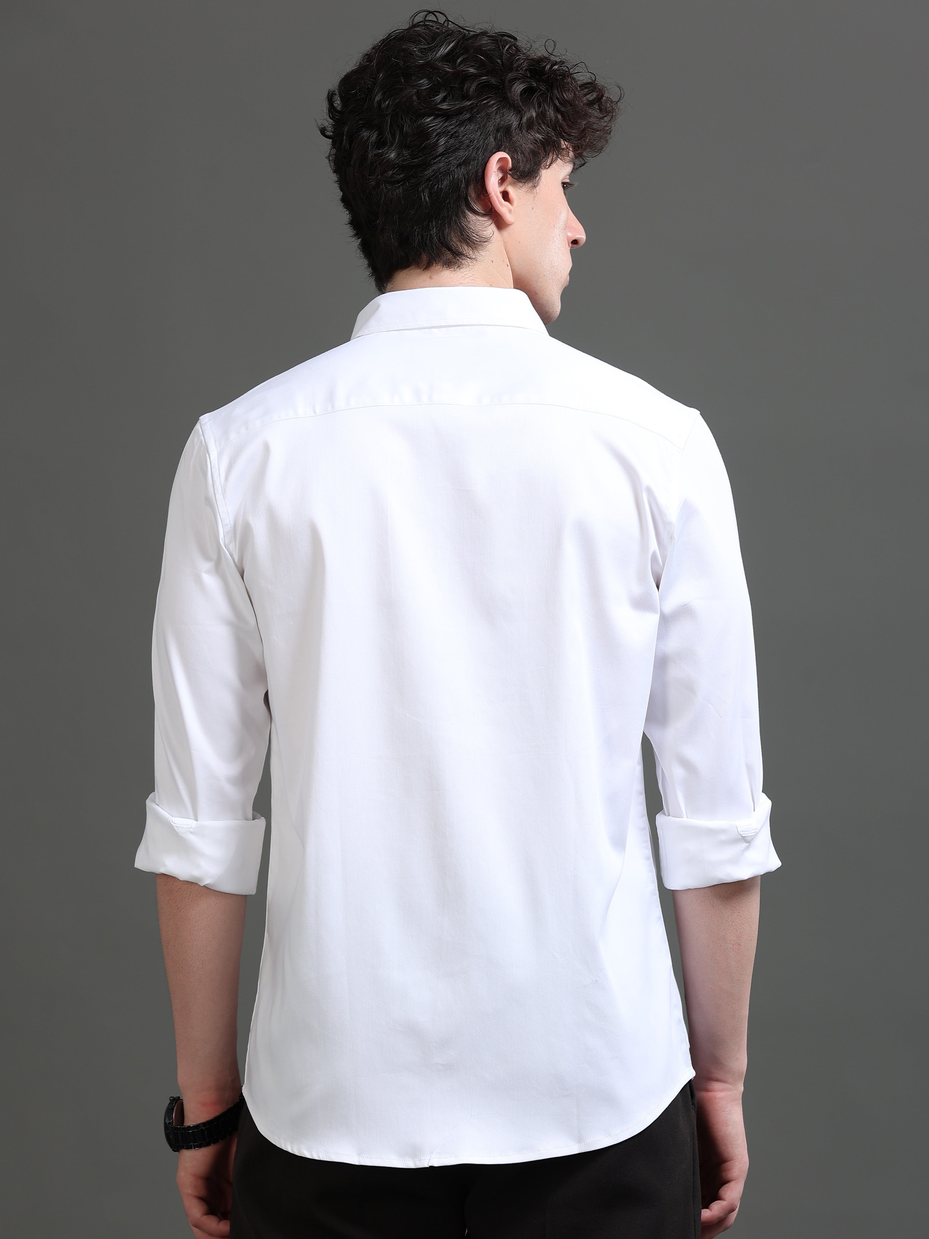 Men White Solid Shirt