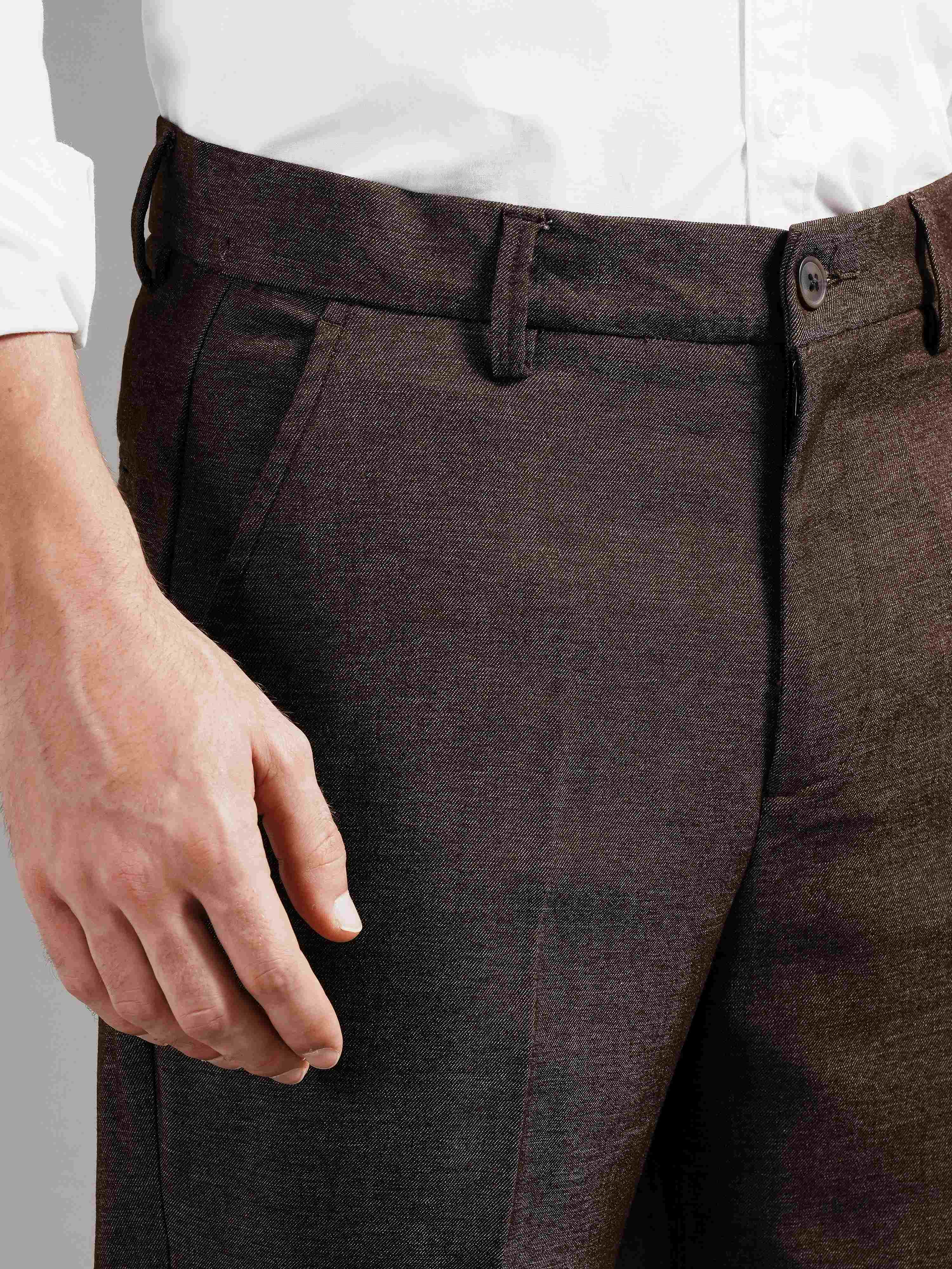Men Brown Straight Fit Trousers