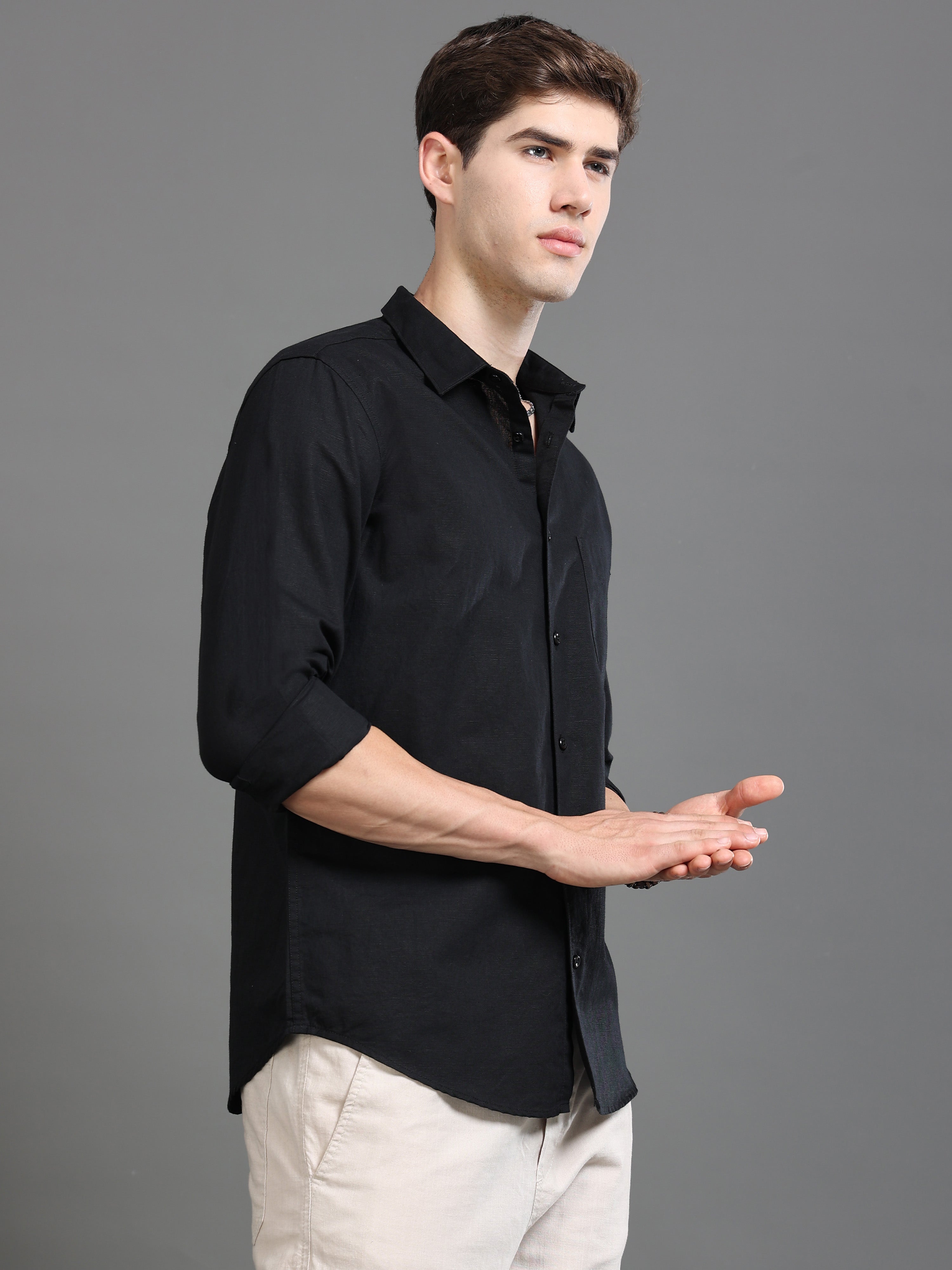 Men Black Slim Fit Shirt
