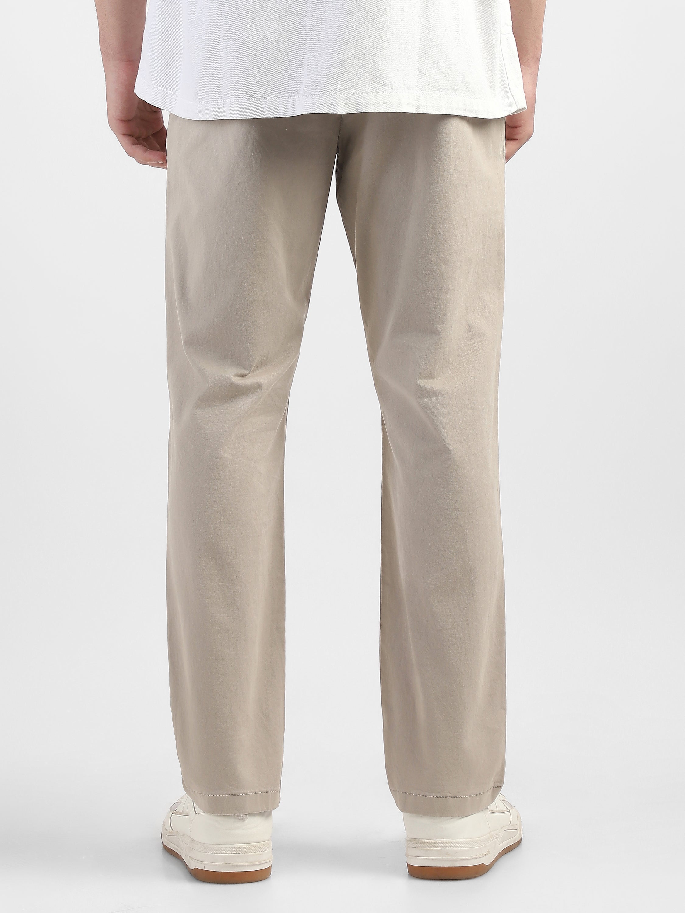 Men Beige Mid Rise Formal Trouser