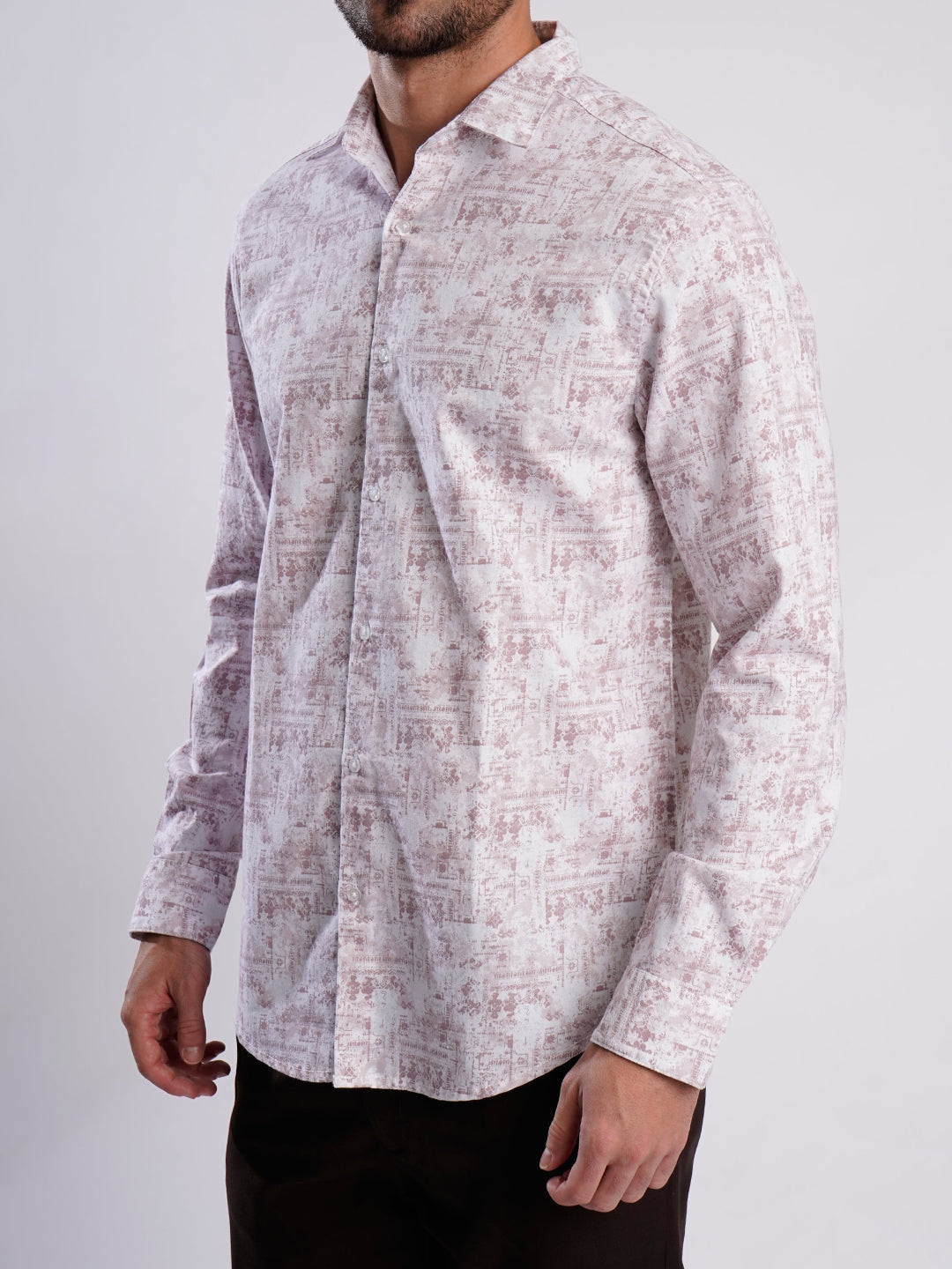 Men Peach and White Abstract printed Shirt