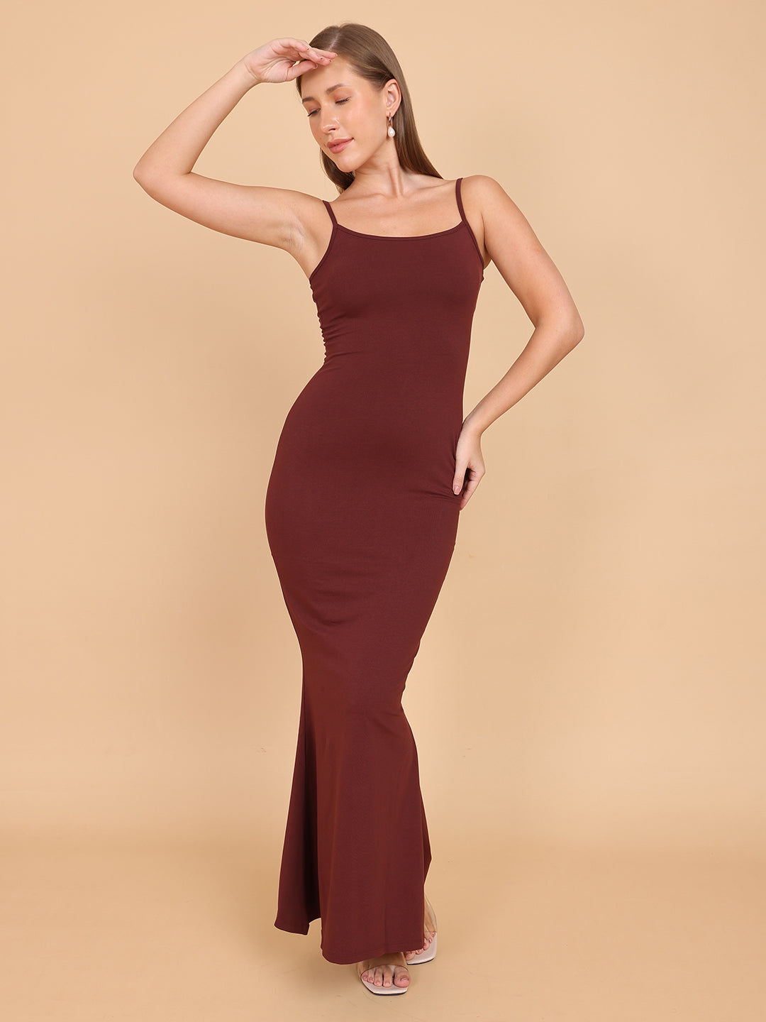 Women Brown Cami Maxi Dress