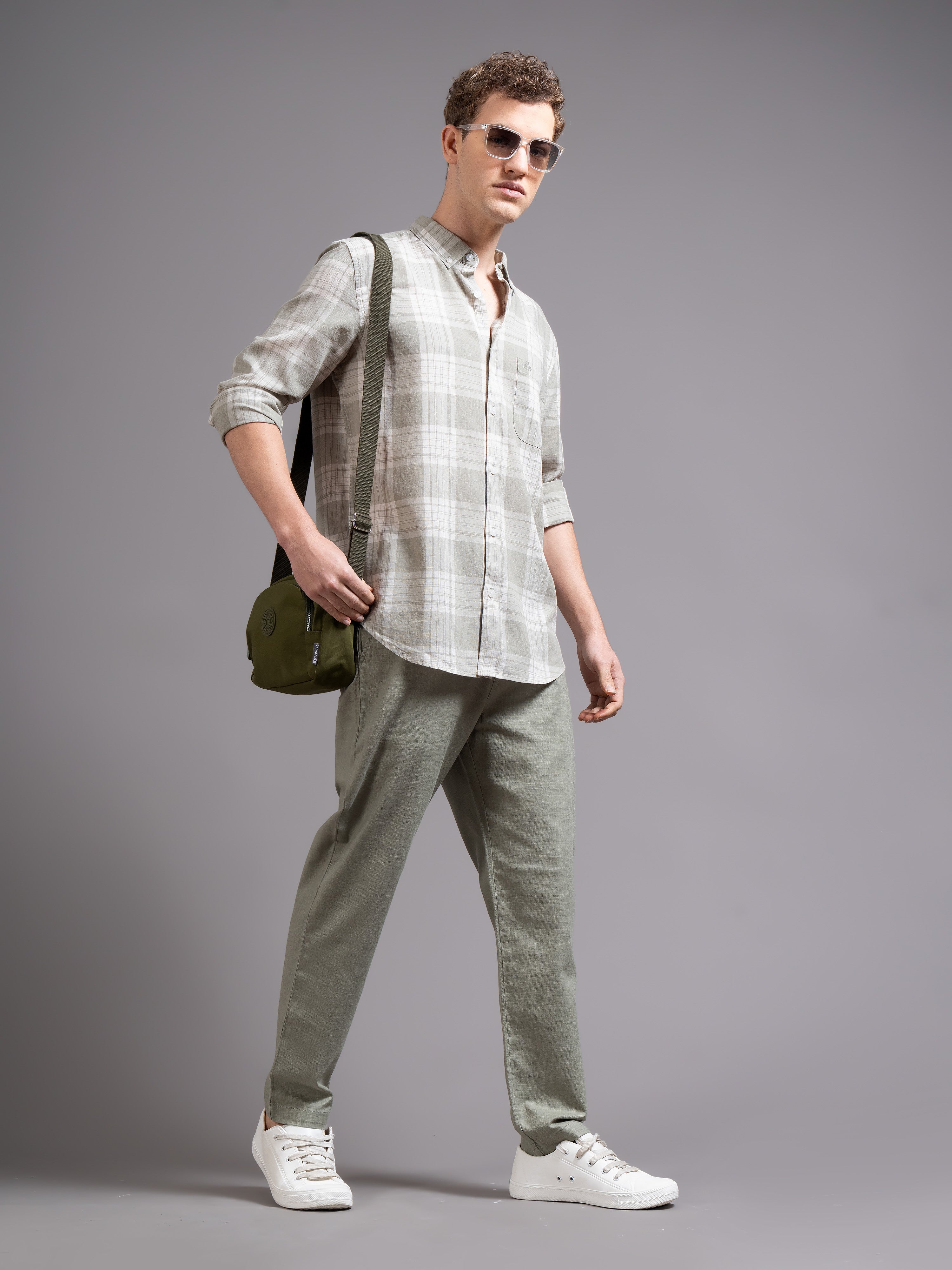 Men Green Geometric Print Shirt