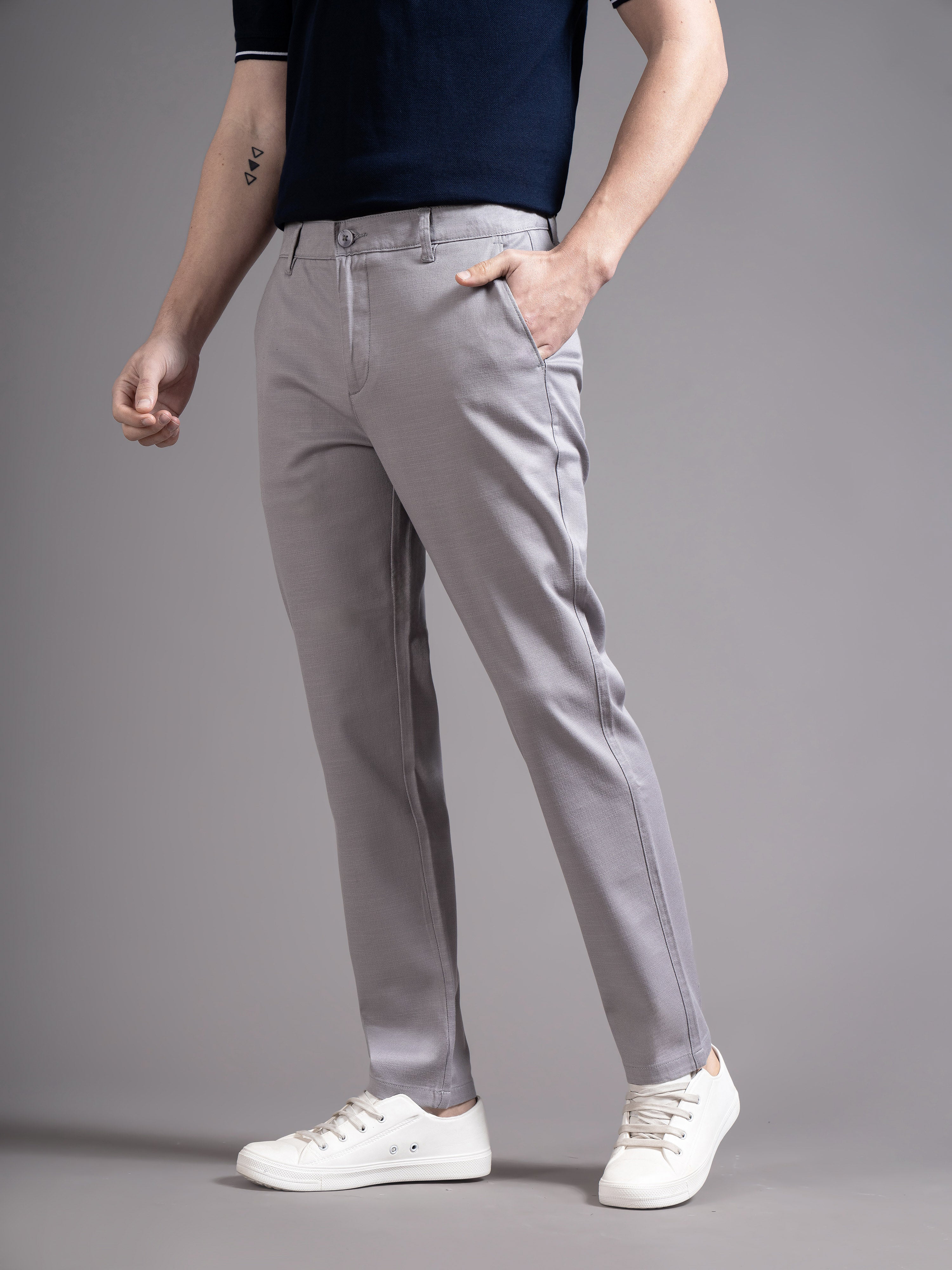 Men Grey Smart Slim Fit Chinos