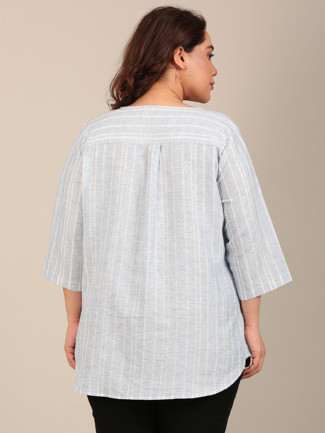 Women Classic Blue Striped Top