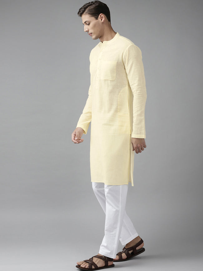 Men Cream Cotton Kurta