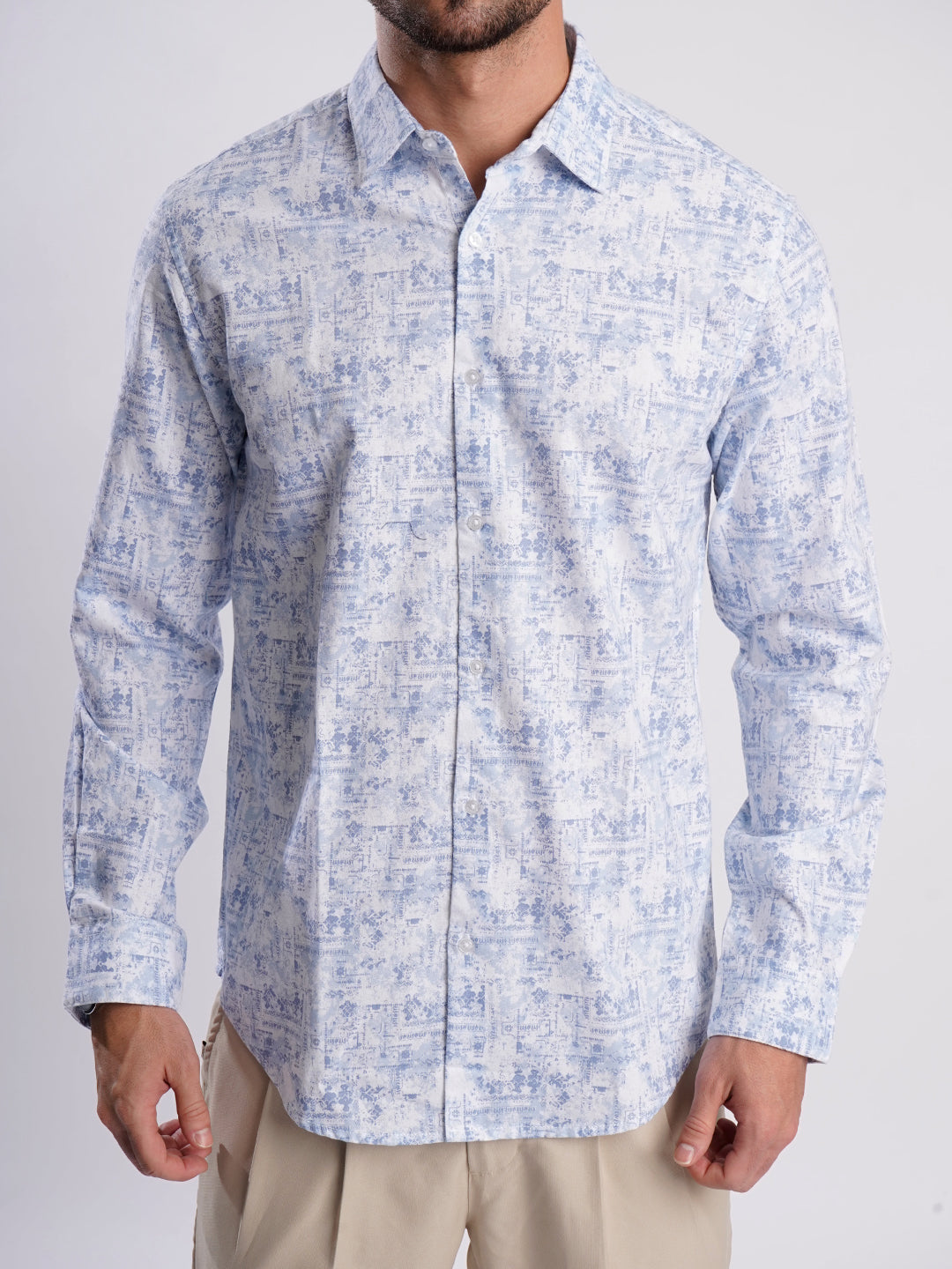 Men Blue and White Abstract printed Shirt