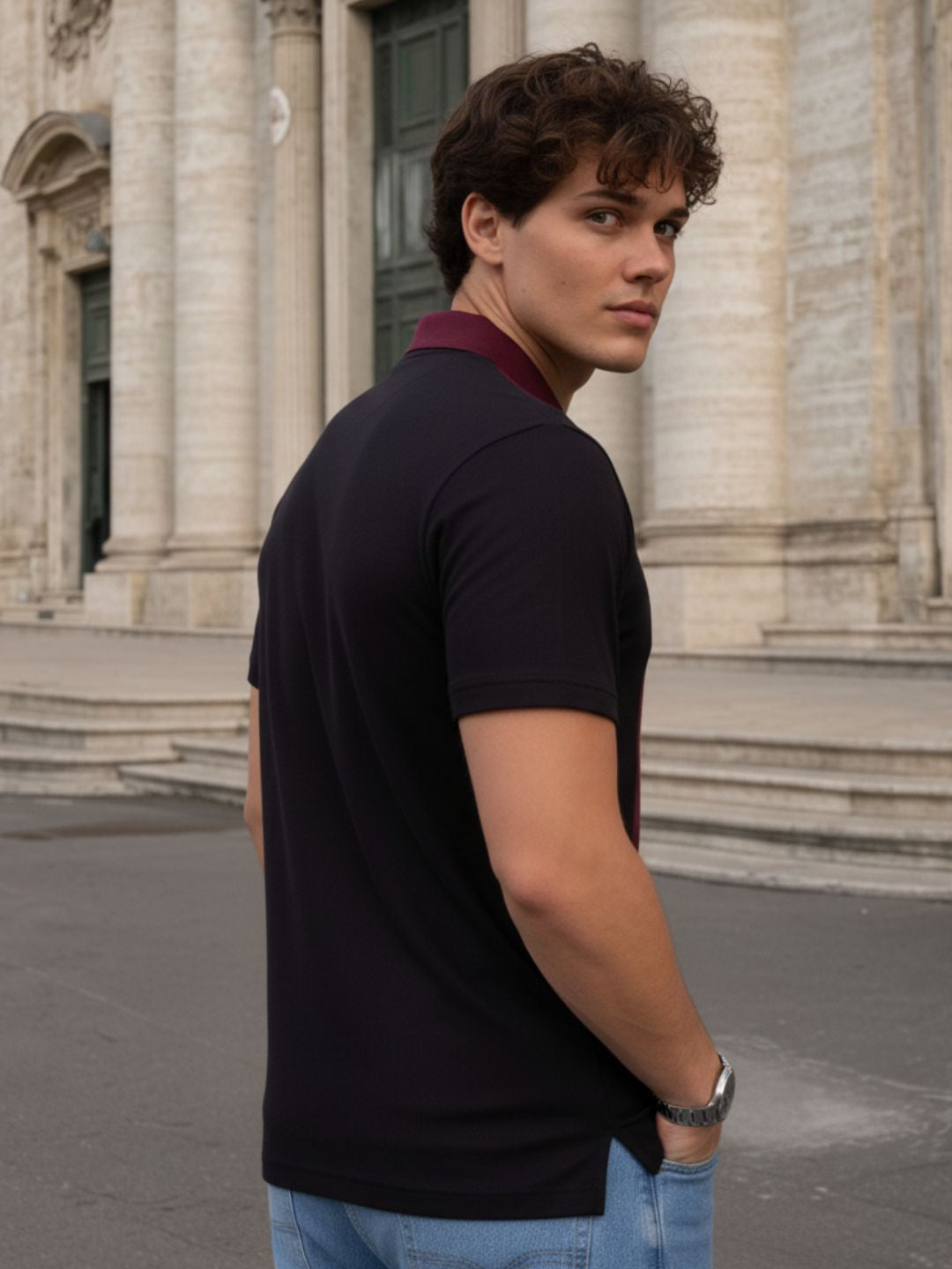 Men Cotton Polo Collar T-Shirt