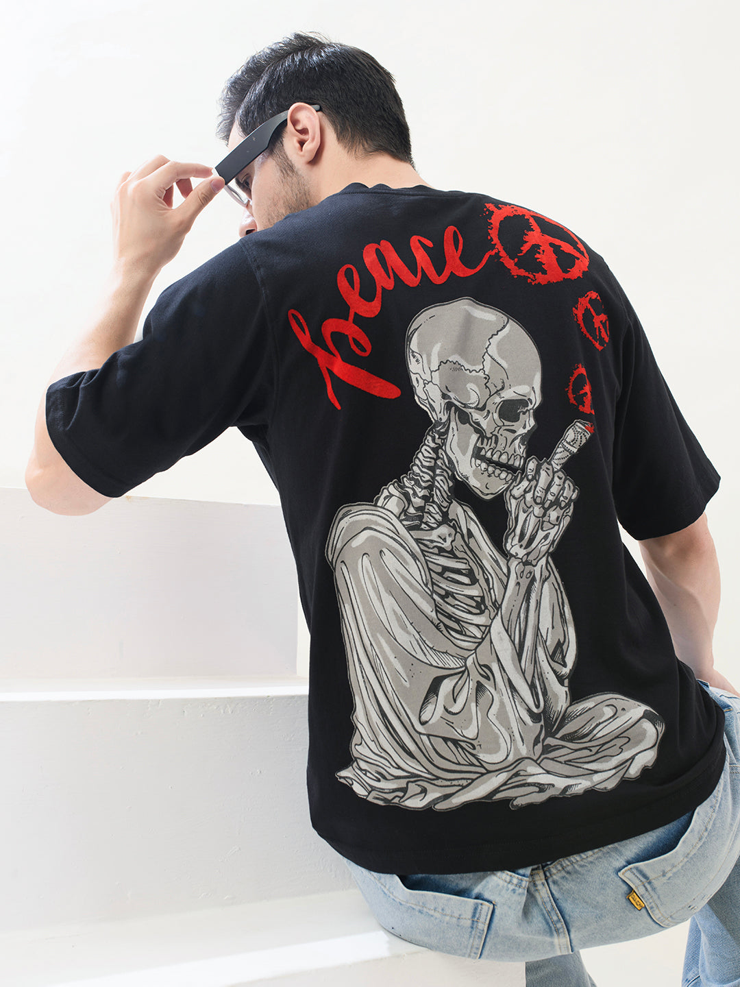 Men Black Cotton Oversized T-Shirt