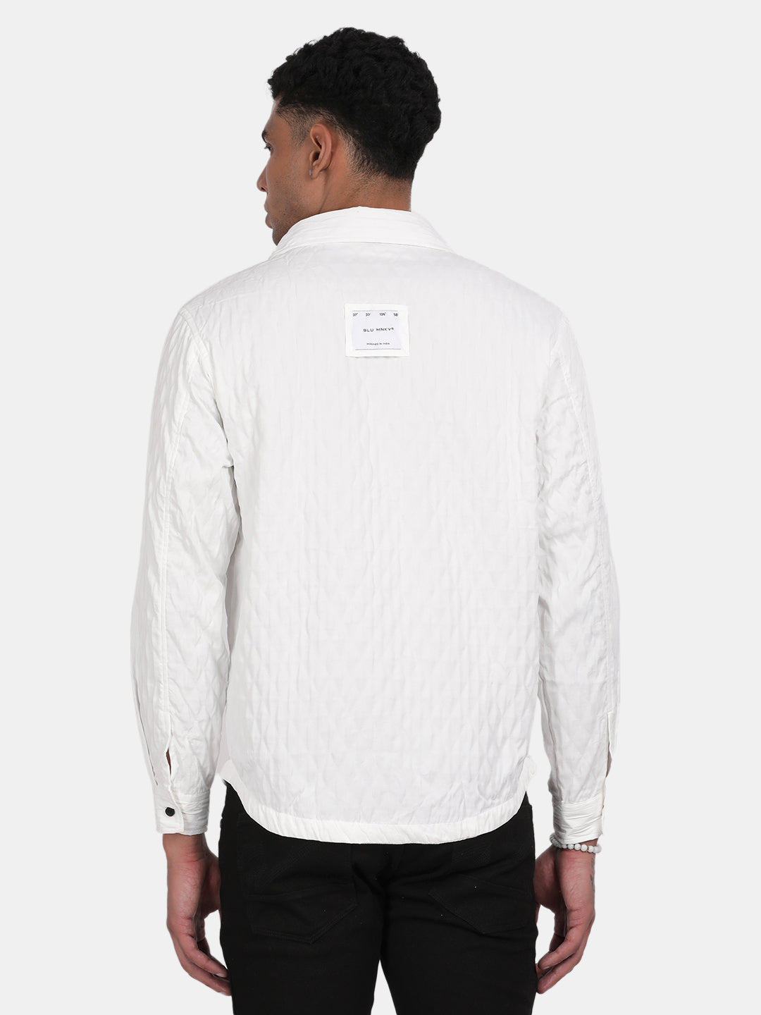 Men White Slim Fit Spread Collar Full Sleeve Casual Shirt