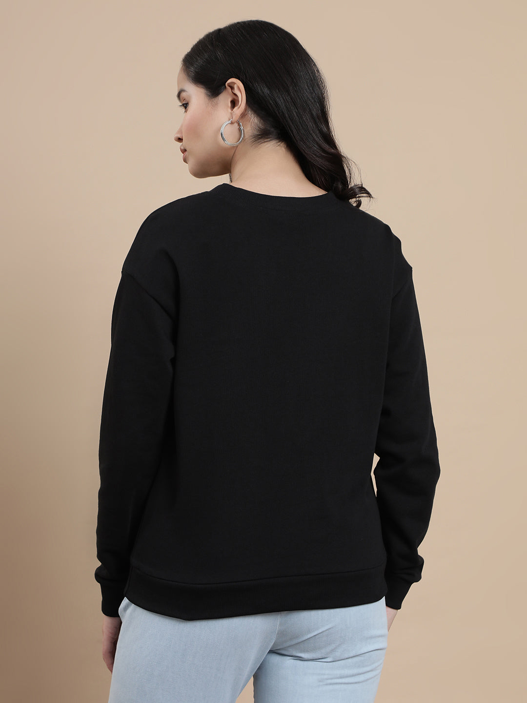 Women Black Casual Sweatshirt