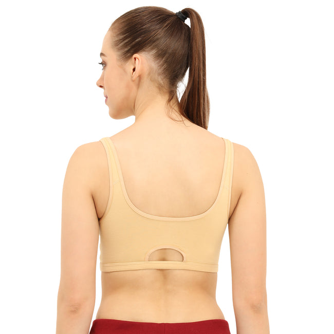 Non-padded Non-wired Full Coverage Slip-on Moulded Double Layered Sports Bra