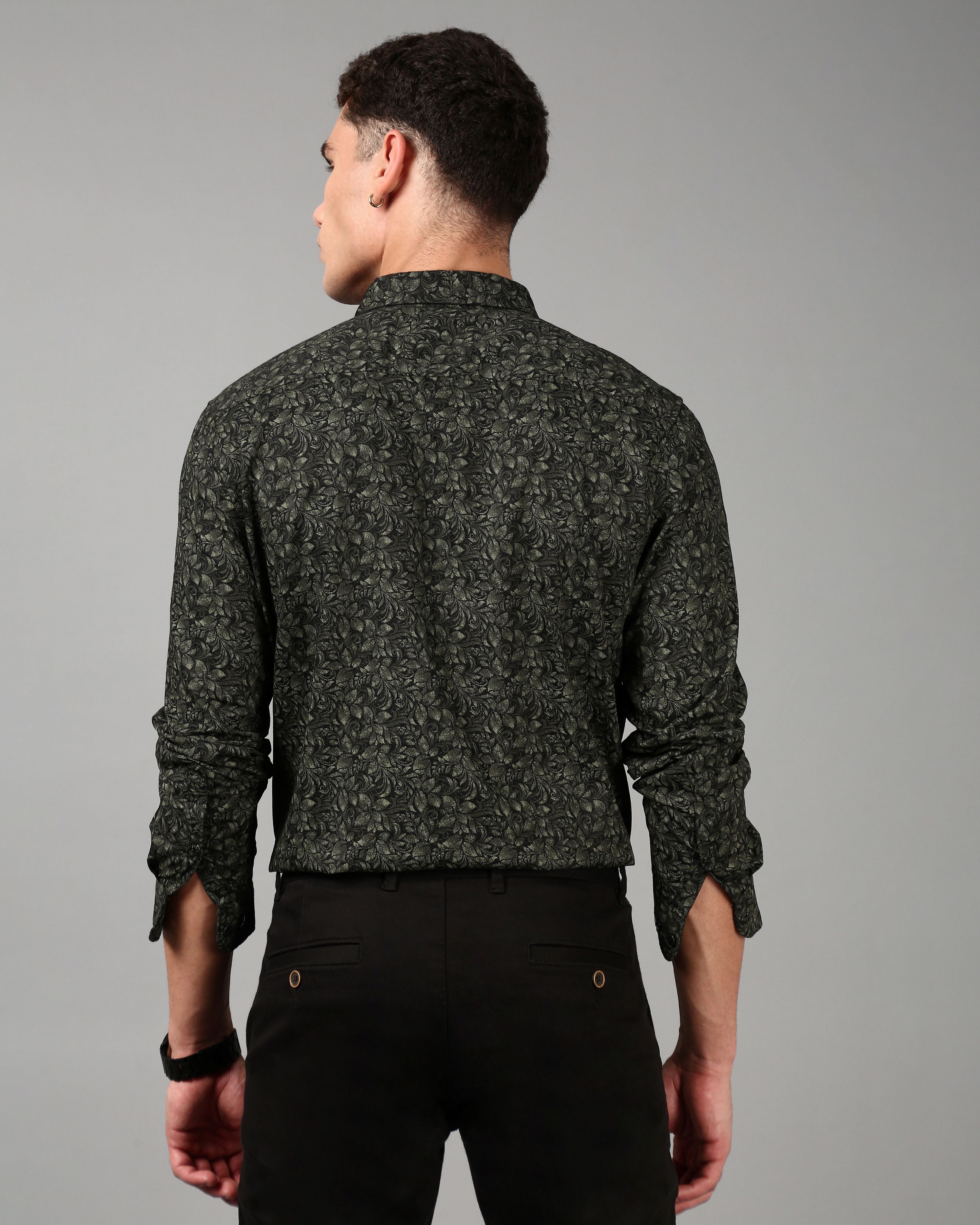 Men Olive Slim Fit Shirt