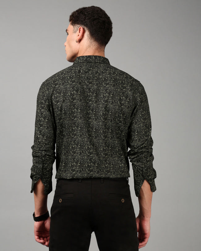 Men Olive Slim Fit Shirt