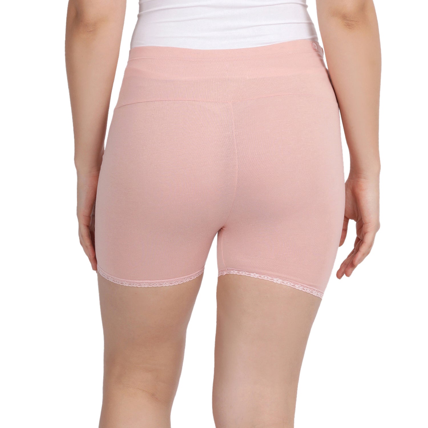 Women Peach Maternity Lace Shorts