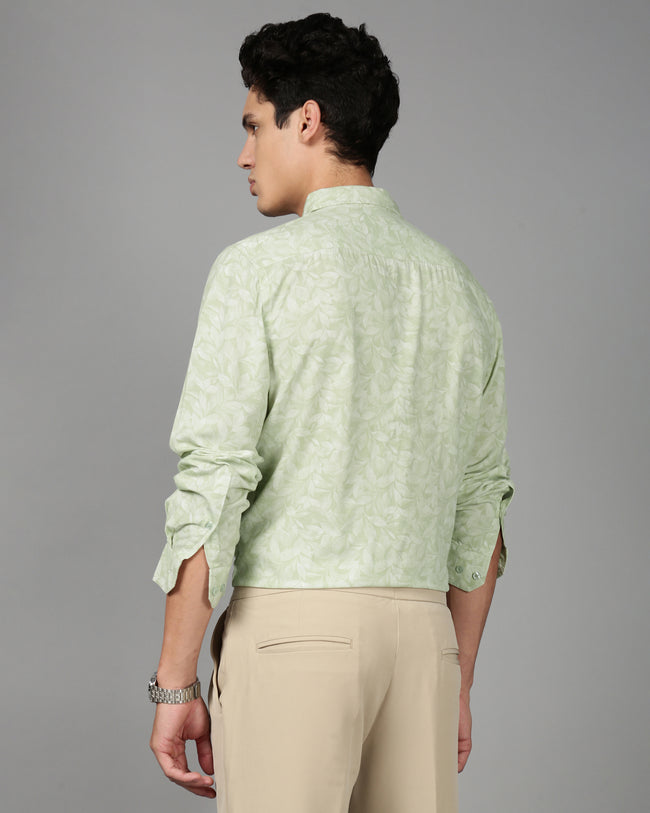 Men Green Leaf Print Shirt
