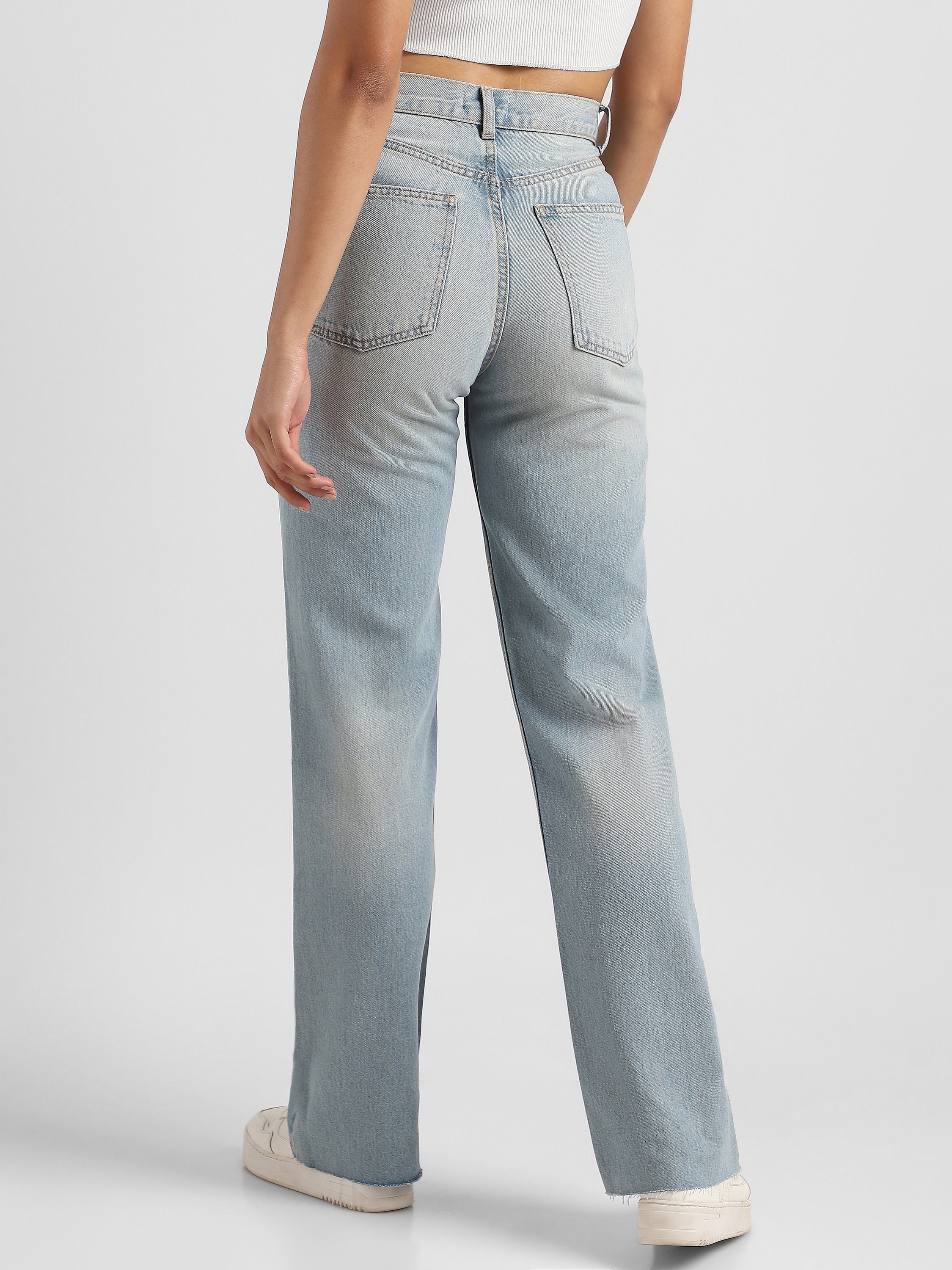 Women Blue High Waist Straight Fit Jeans