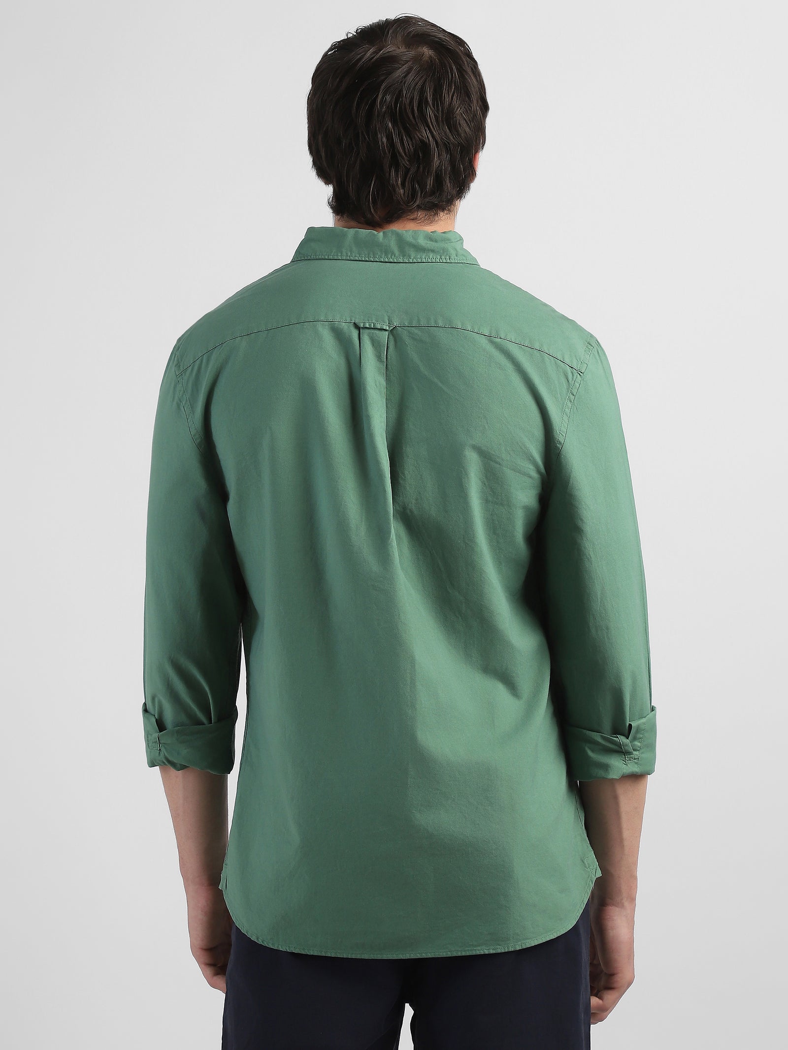Men Green Regular Fit Spread Collar Shirt