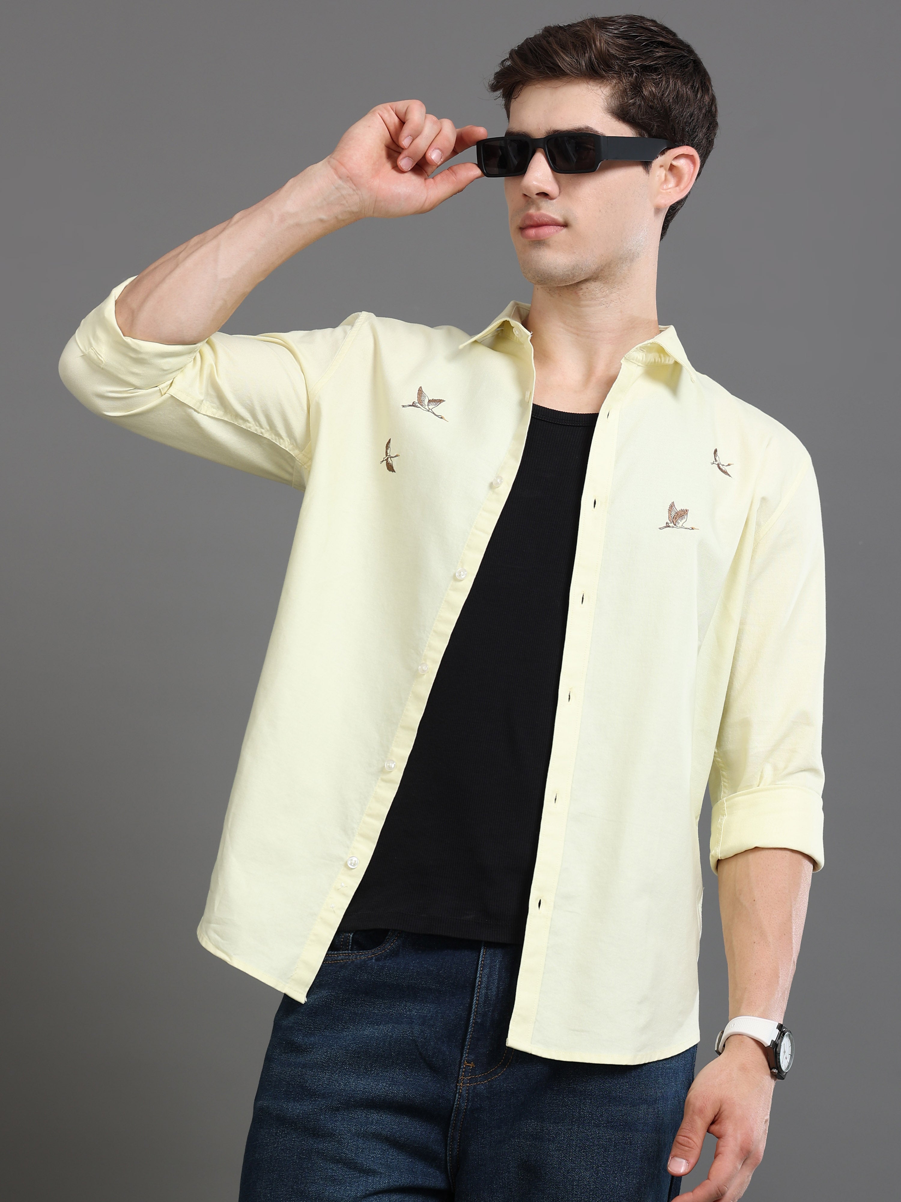 Men Yellow Printed Shirt