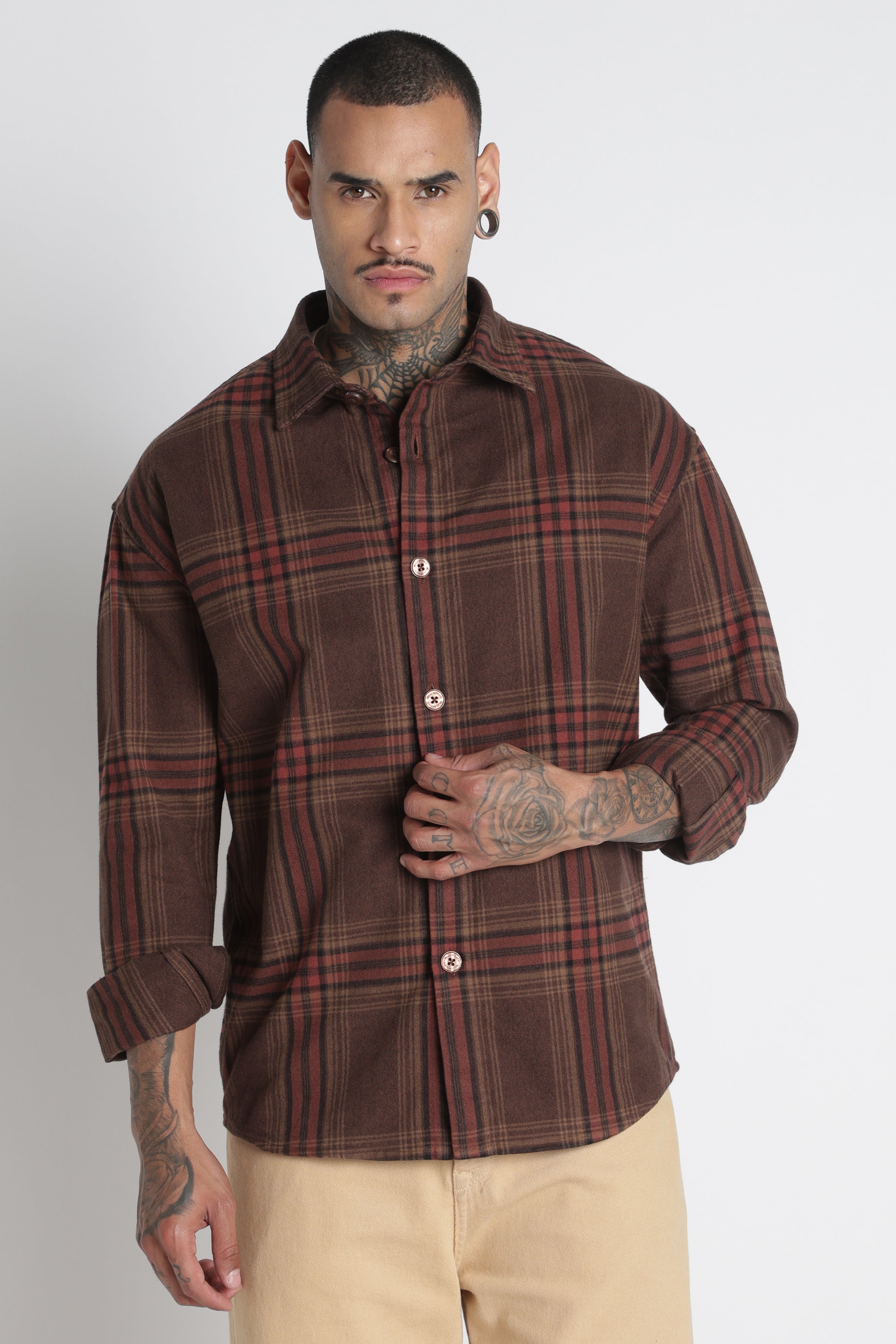 Men Brushed Check Shirt